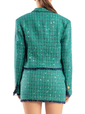 Shop Endless Rose Cropped Fringe Tweed Jacket | Saks Fifth Avenue