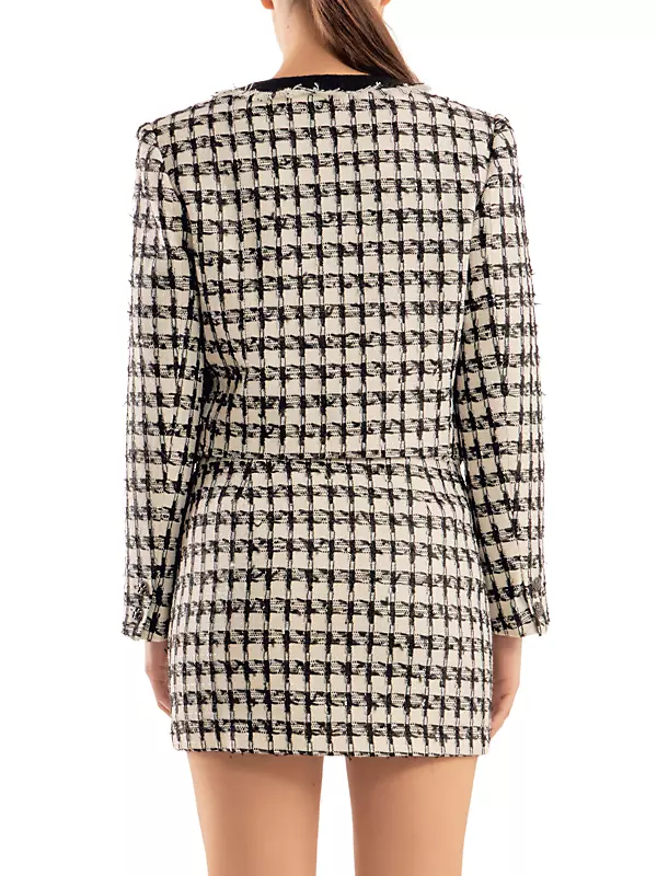 Shop Endless Rose Cropped Tweed Jacket With Fringe | Saks Fifth Avenue