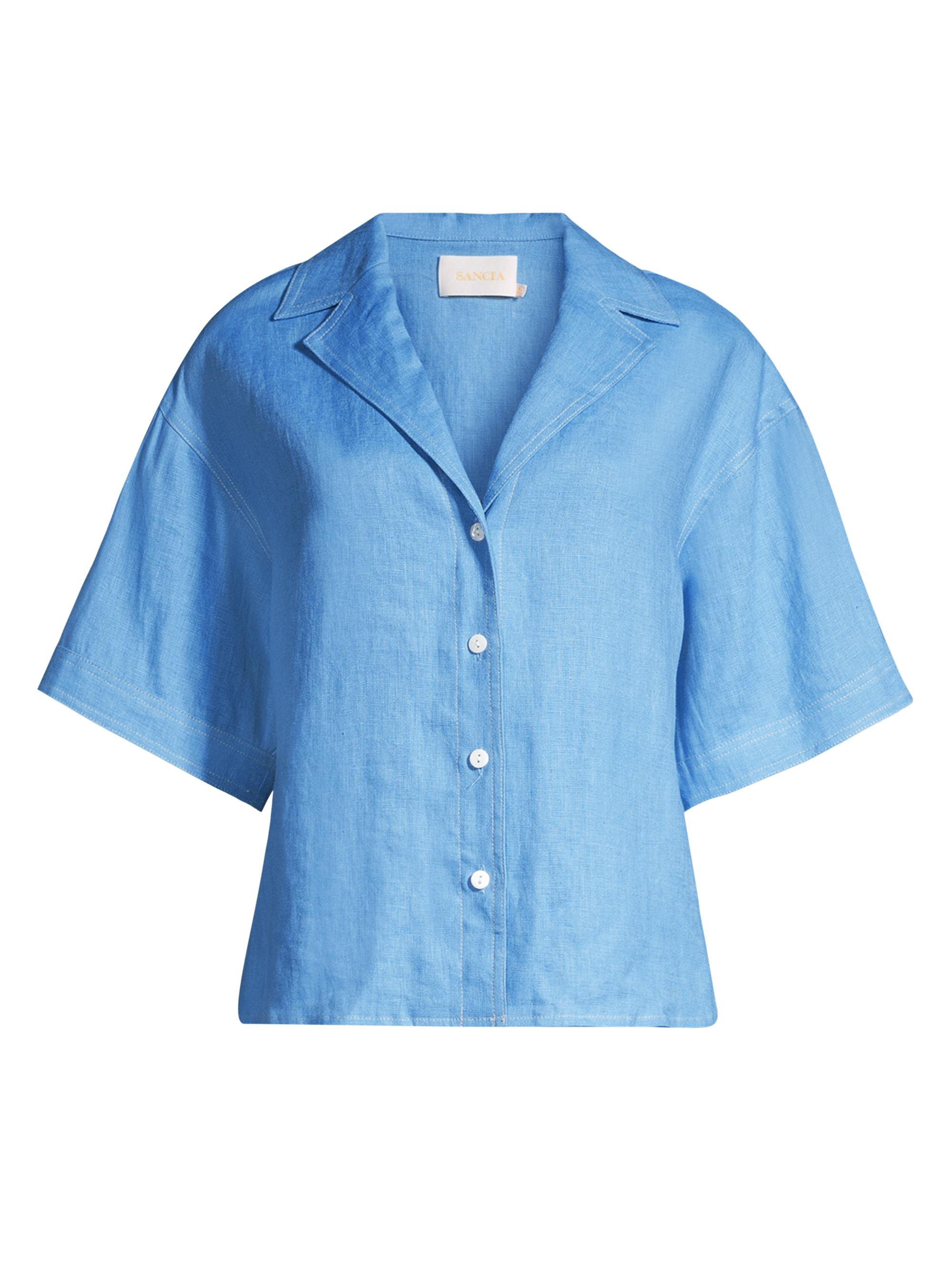 Sancia Women's Santana Linen Shirt - Cornflower