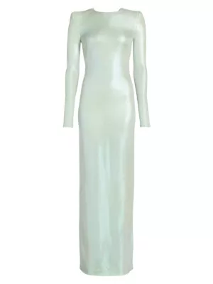 Galvan Women's Frieze Jersey Long-Sleeve Column Gown - Iridescent