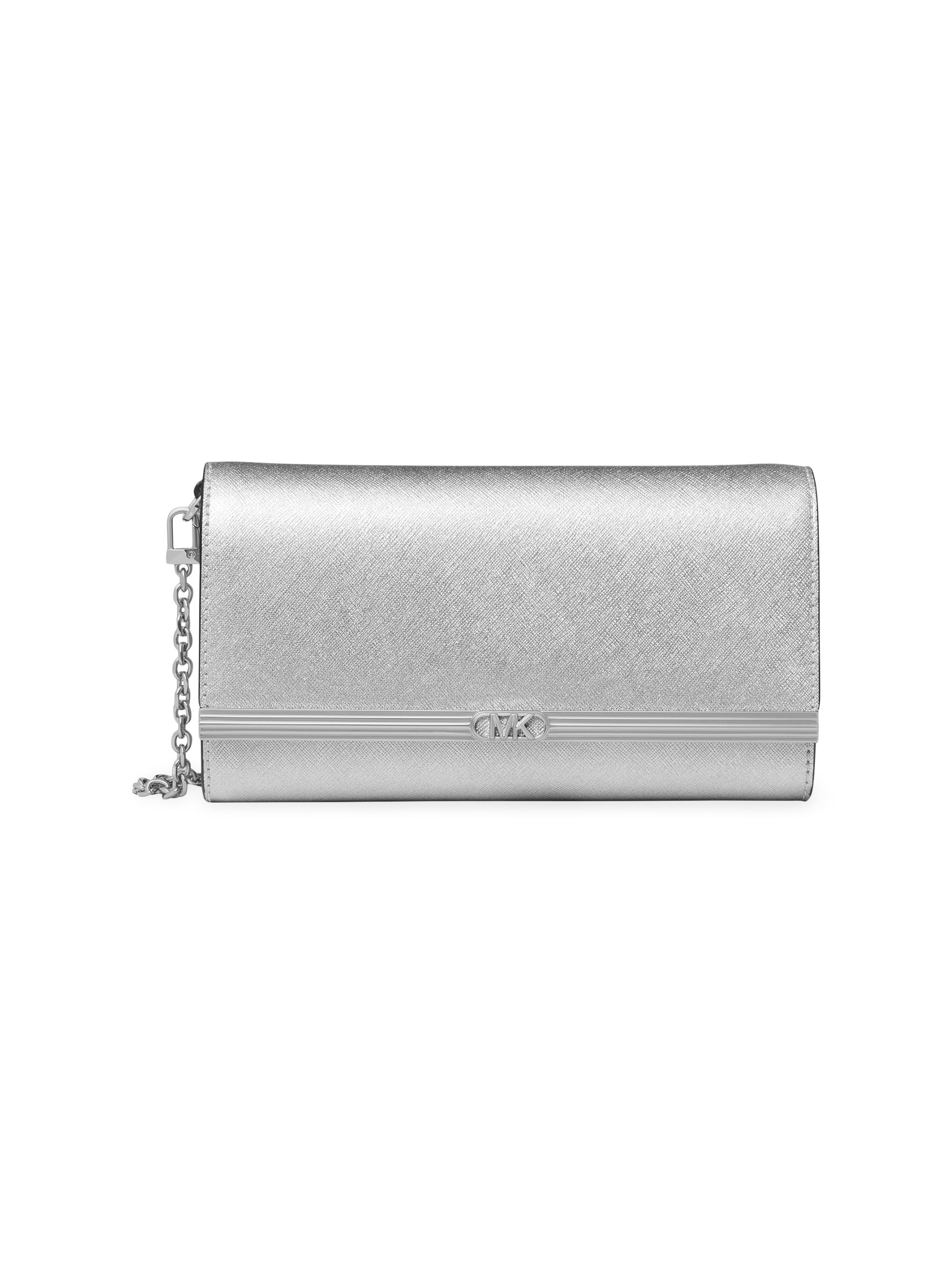 MICHAEL Michael Kors Women's  Mona Metallic Saffiano Leather Clutch - Silver