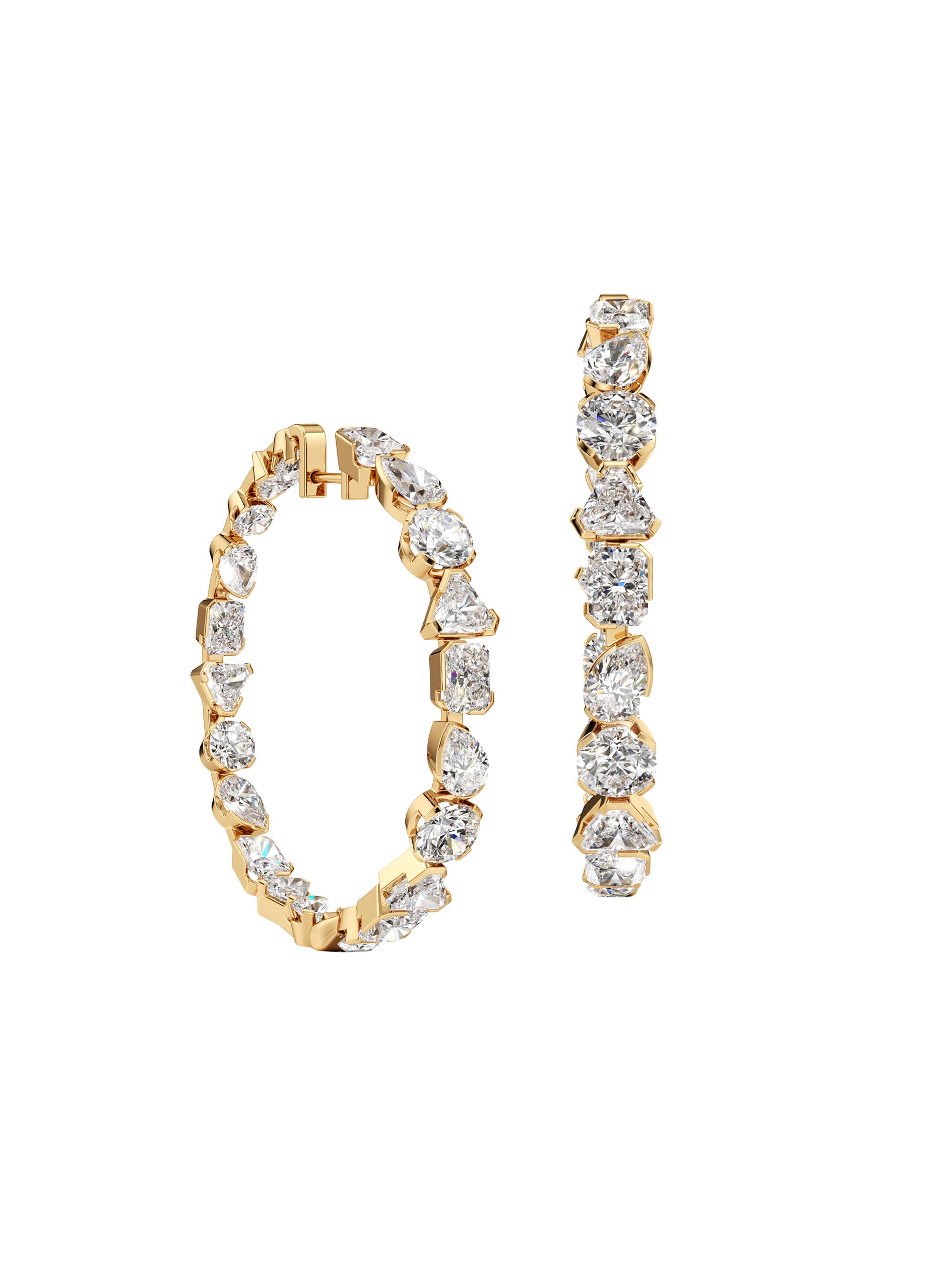 Unsaid Women's Meta 18K Gold & 12.65 TCW Lab-Grown Diamond Hoop Earrings - Yellow Gold