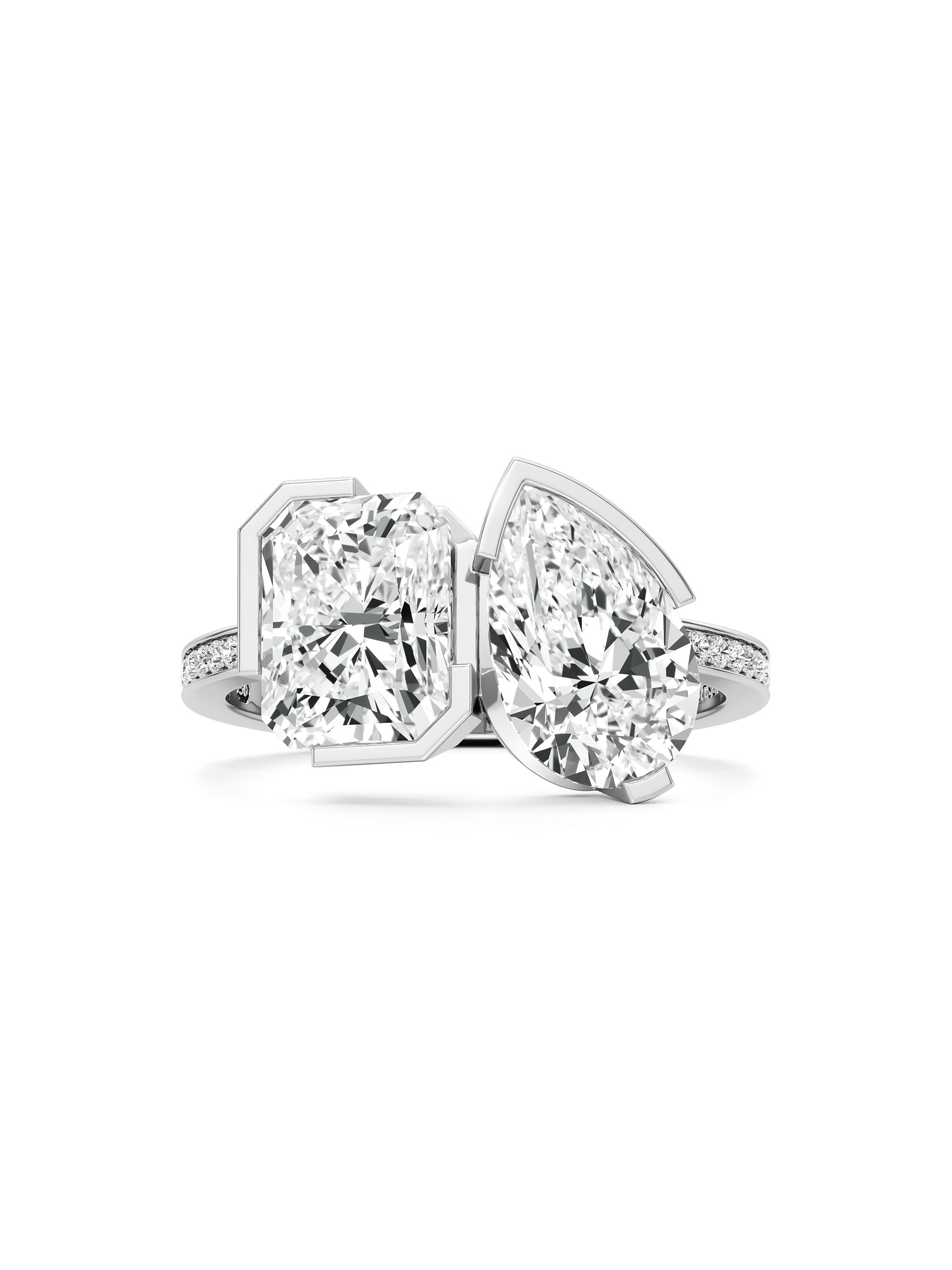 Unsaid Women's Meta 18K White Gold & 4.14 TCW Lab-Grown Diamond Toi Et Moi Ring - White Gold