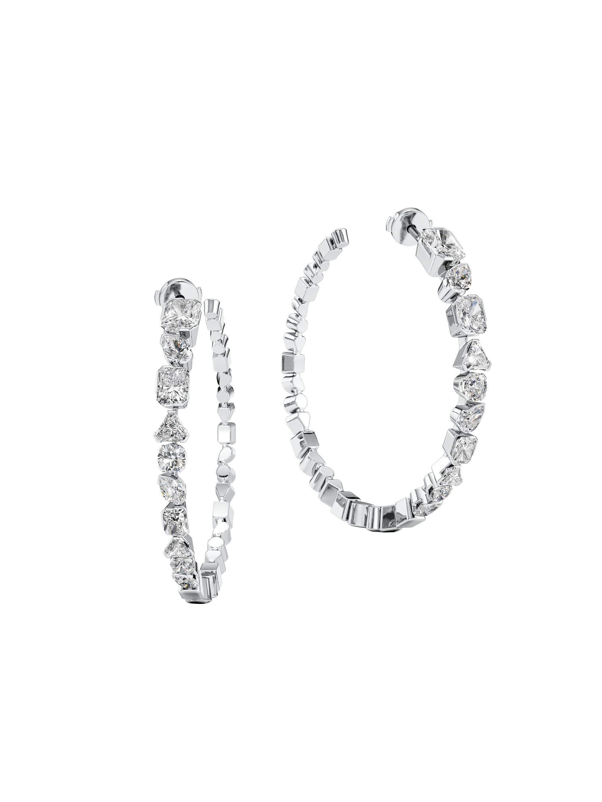 Unsaid Women's Meta 18K White Gold & 3.90 TCW Lab-Grown Diamond Hoop Earrings - White Gold