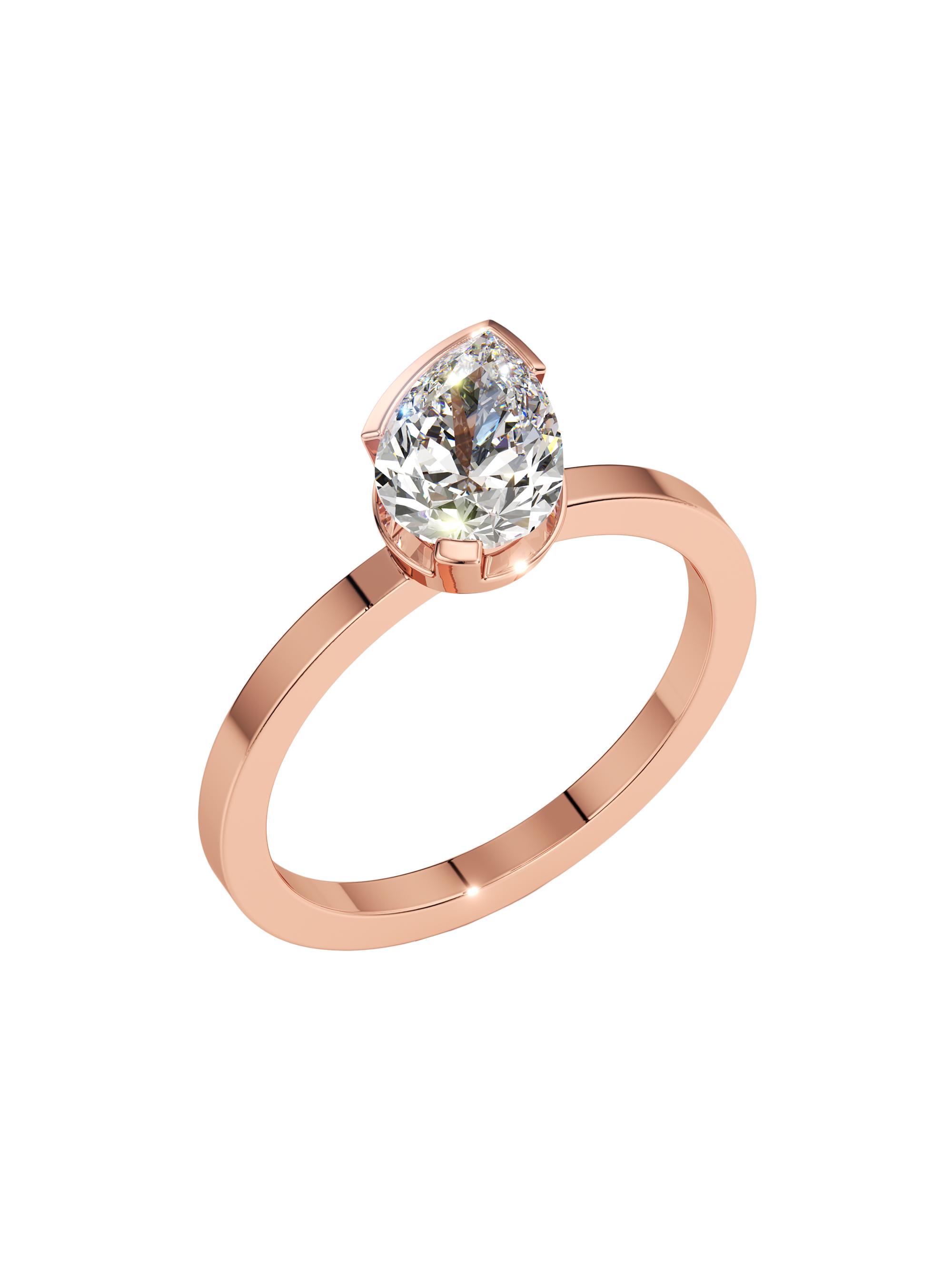 Unsaid Women's Meta 18K Rose Gold & 1.02 TCW Lab-Grown Diamond Pear-Cut Solitaire Ring - Rose Gold