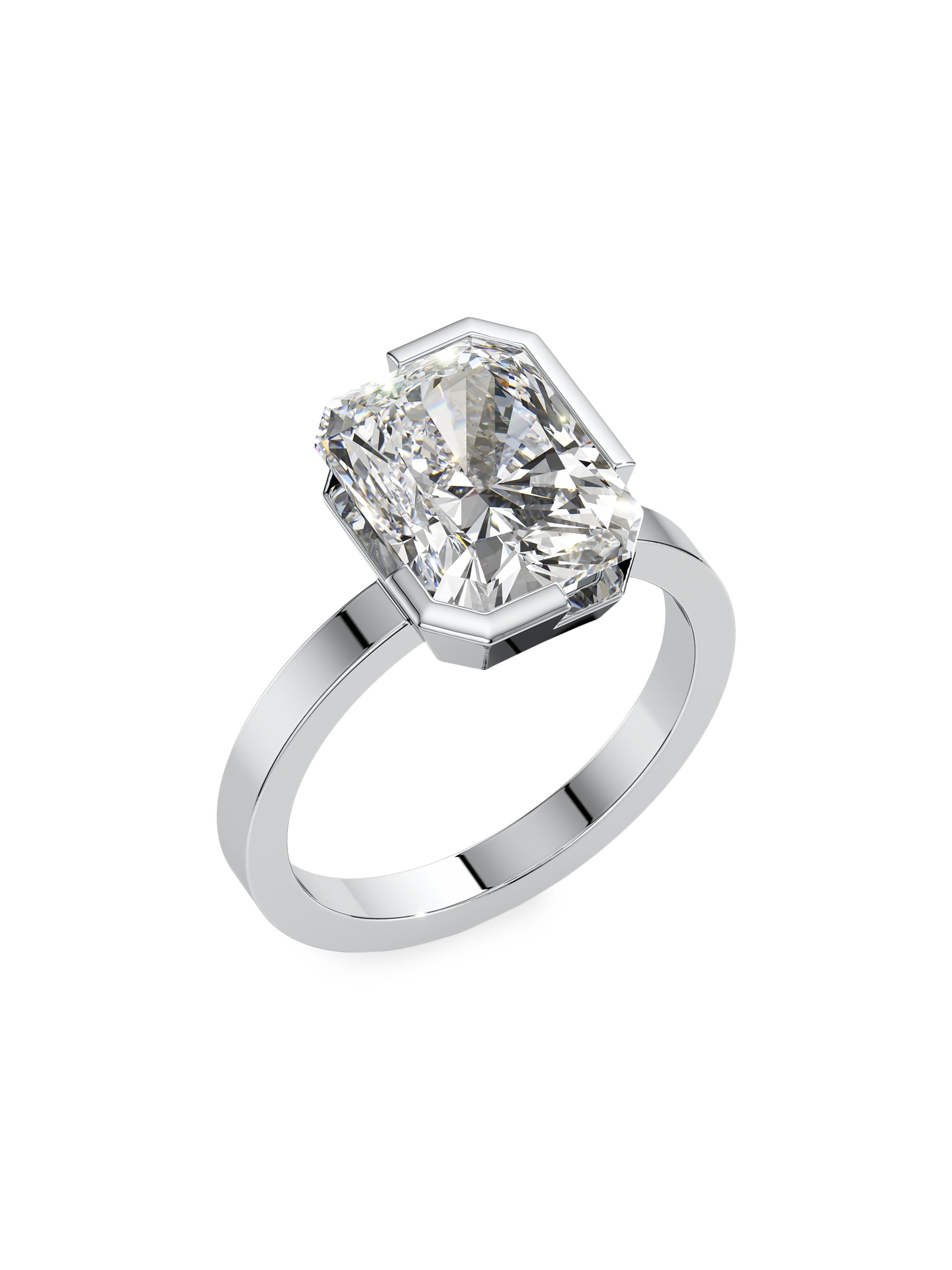 Unsaid Women's Meta 18K White Gold & 4.00 TCW Lab-Grown Diamond Radiant-Cut Solitaire Ring - White Gold