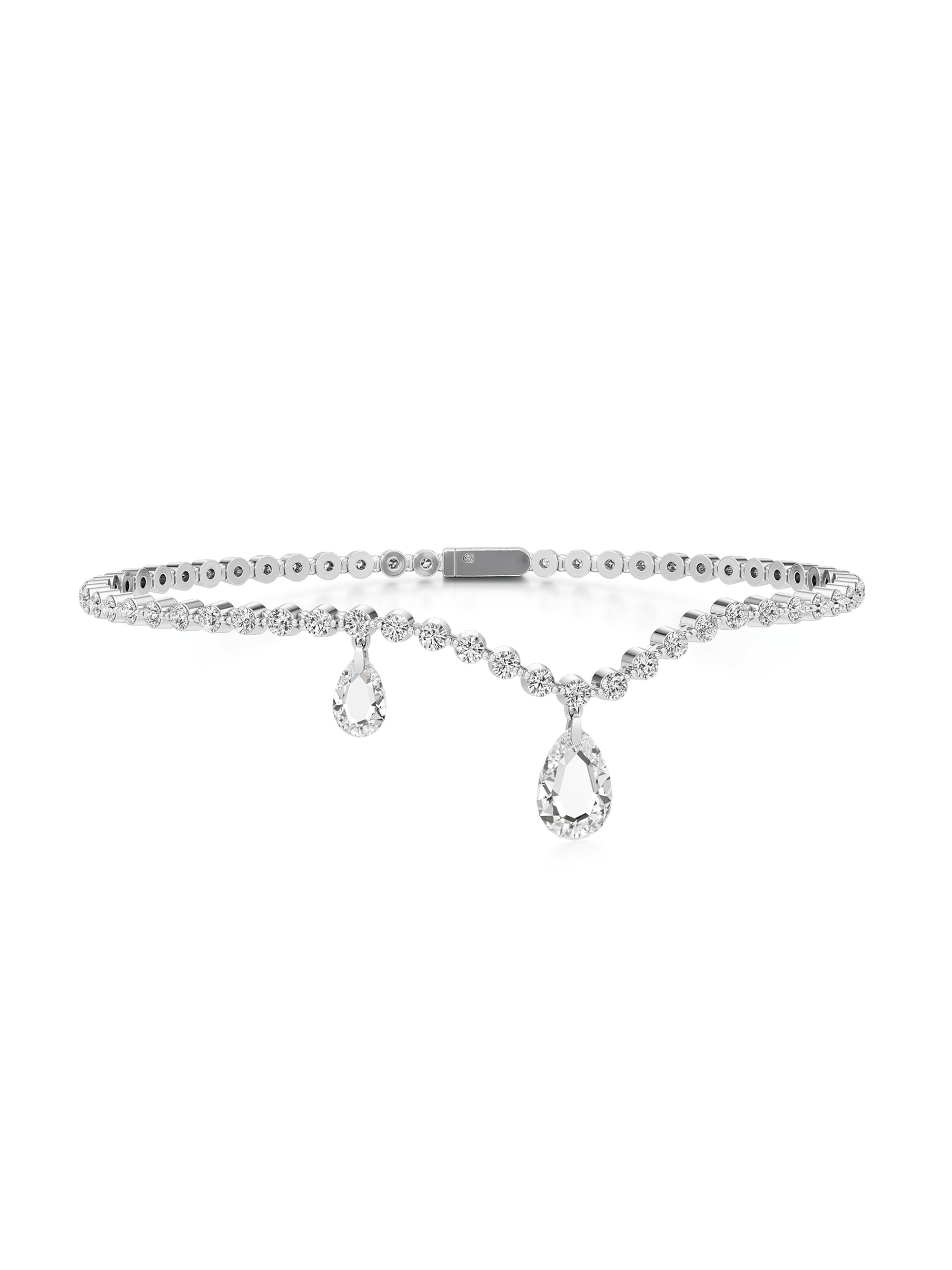 Unsaid Women's Tear 18K White Gold & 2.90 TCW Diamond Curve Bracelet - White Gold