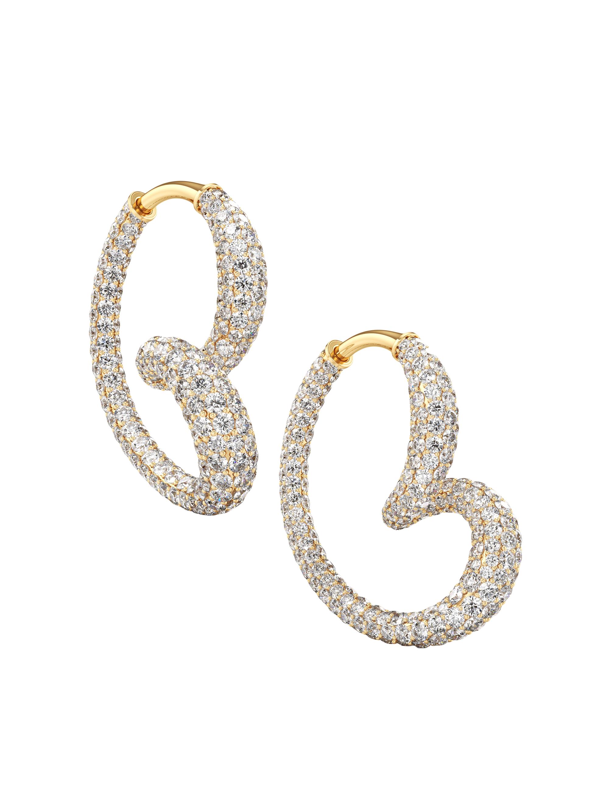 Unsaid Women's Whirlwind 18K Yellow Gold & 4.80 TCW Lab-Grown Diamond Heart Hoop Earrings - Yellow Gold