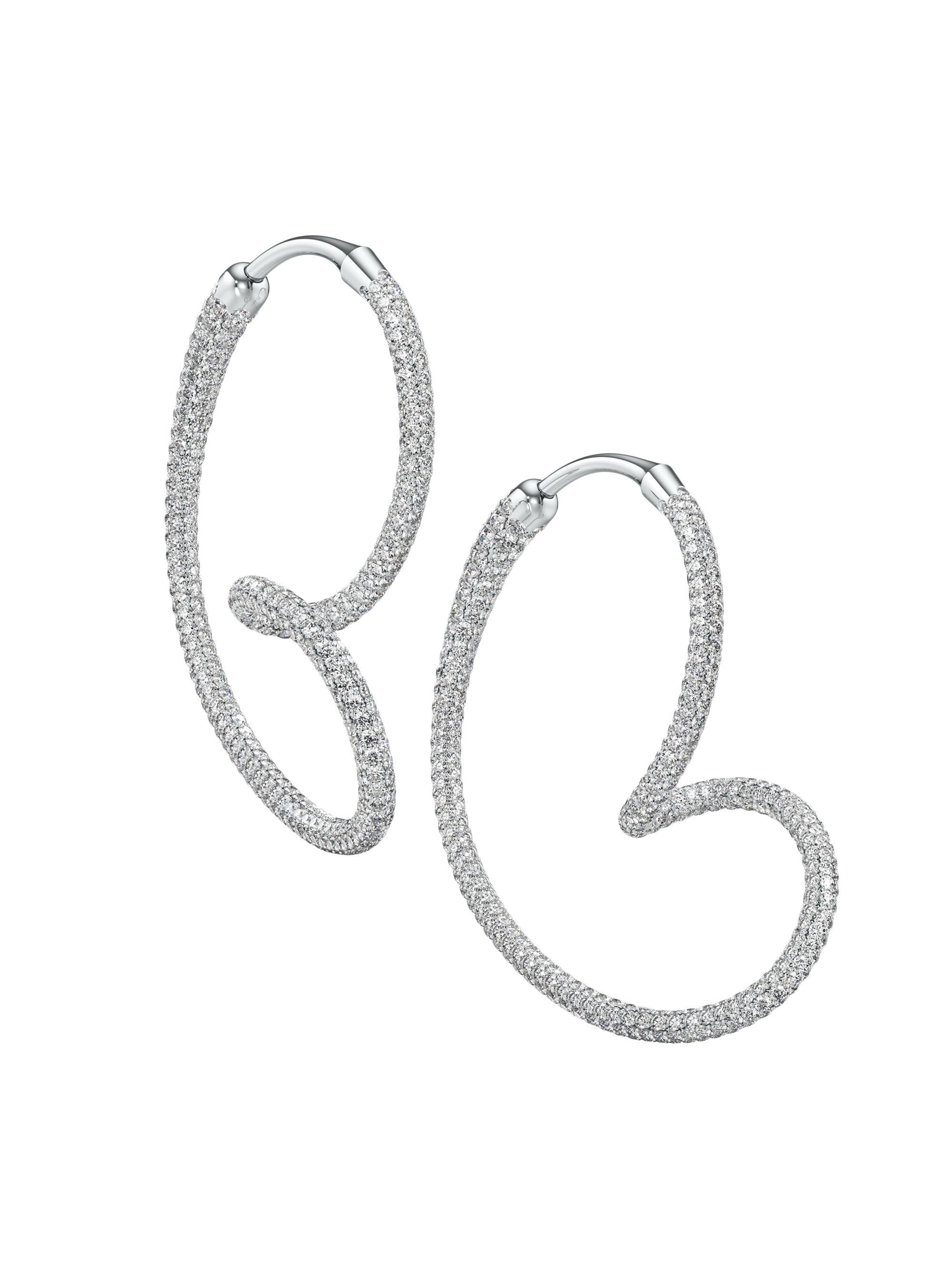 Unsaid Women's Whirlwind Maxi 18K White Gold & 9.84 TCW Lab-Grown Diamond Heart Hoop Earrings - White Gold