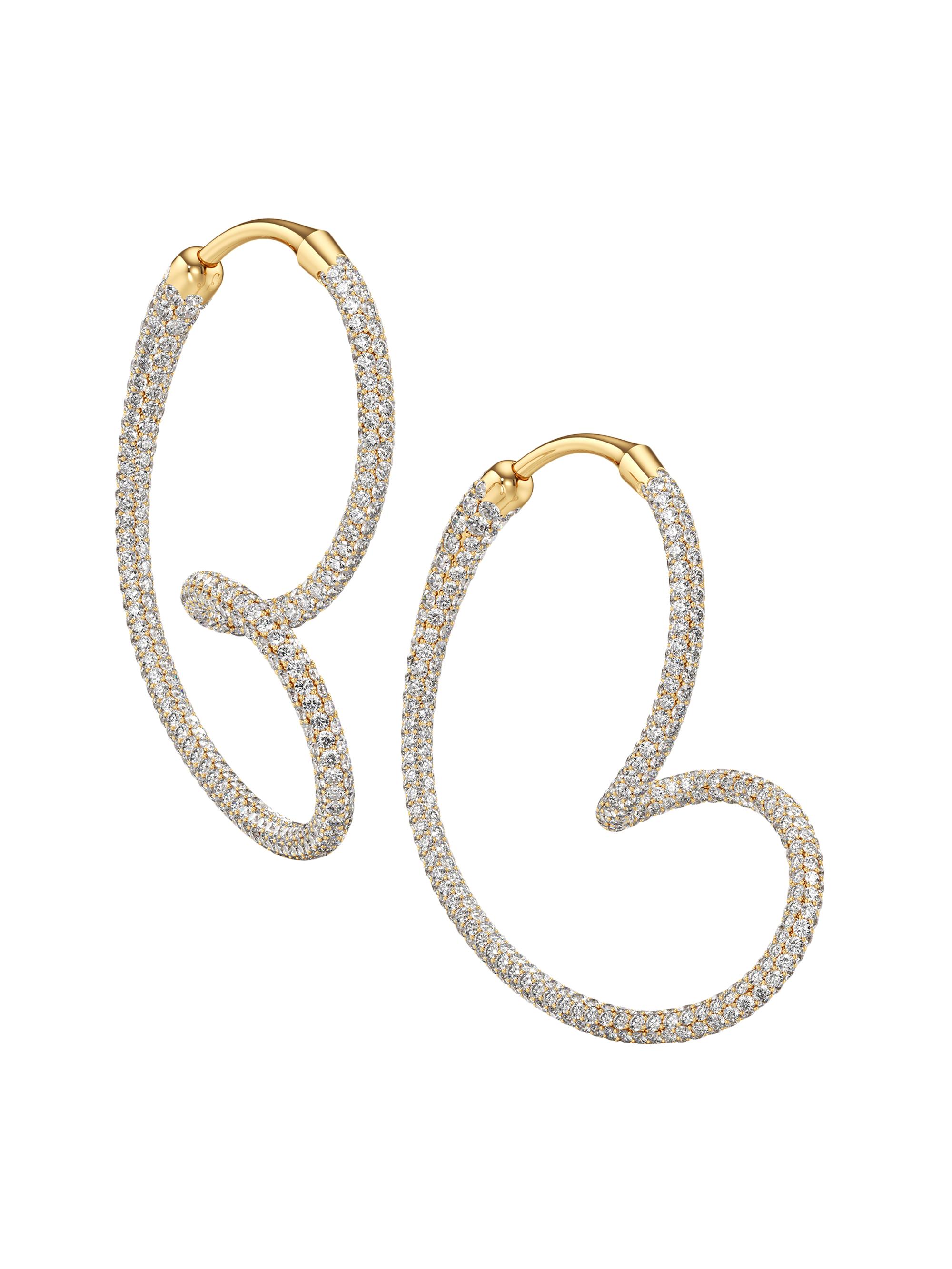 Unsaid Women's Whirlwind Maxi 18K Yellow Gold & 9.84 TCW Lab-Grown Diamond Heart Hoop Earrings - Yellow Gold