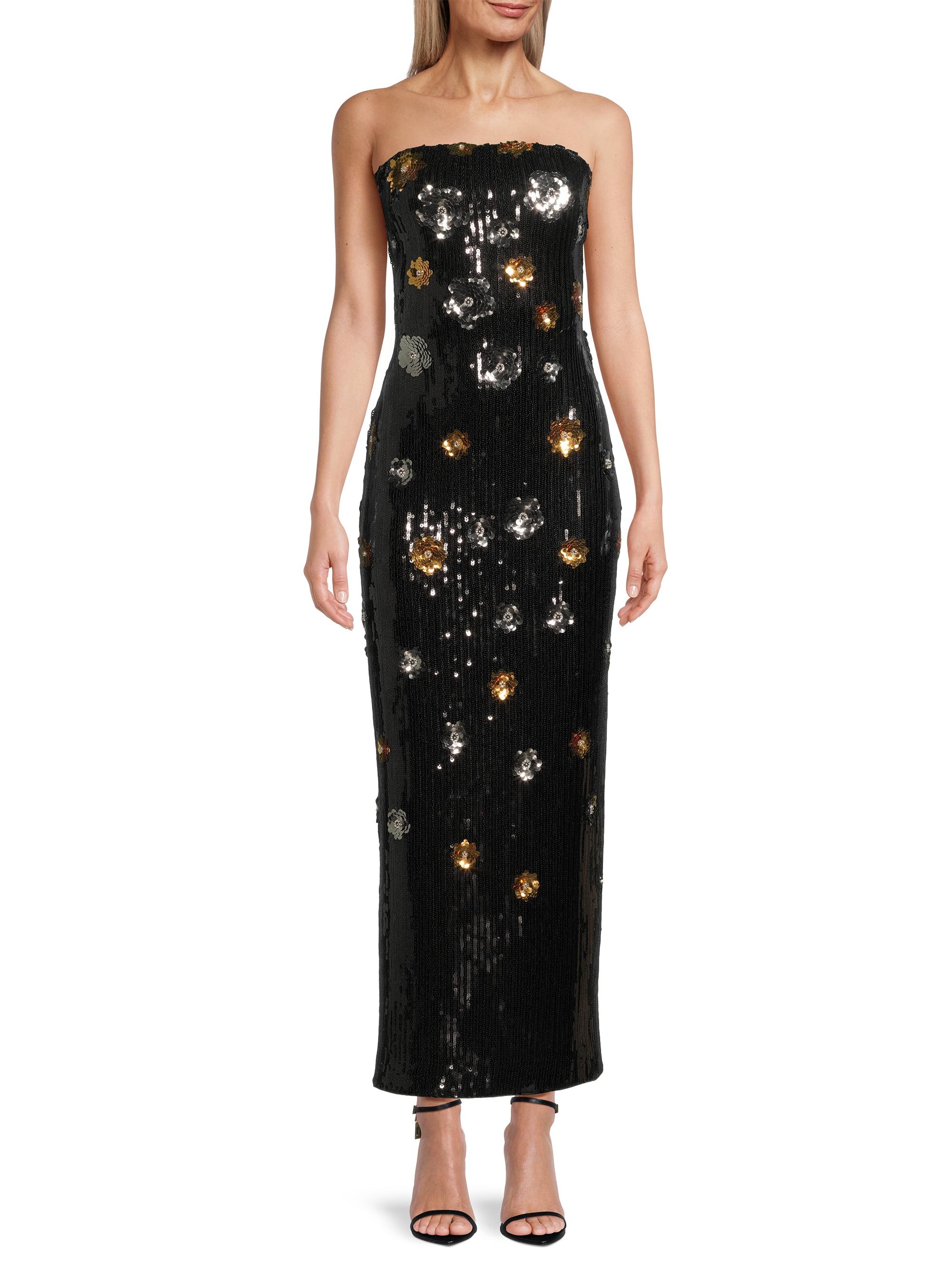 milly shiloh floral sequined midi-dress Milly Shiloh Floral Sequined Midi-Dress