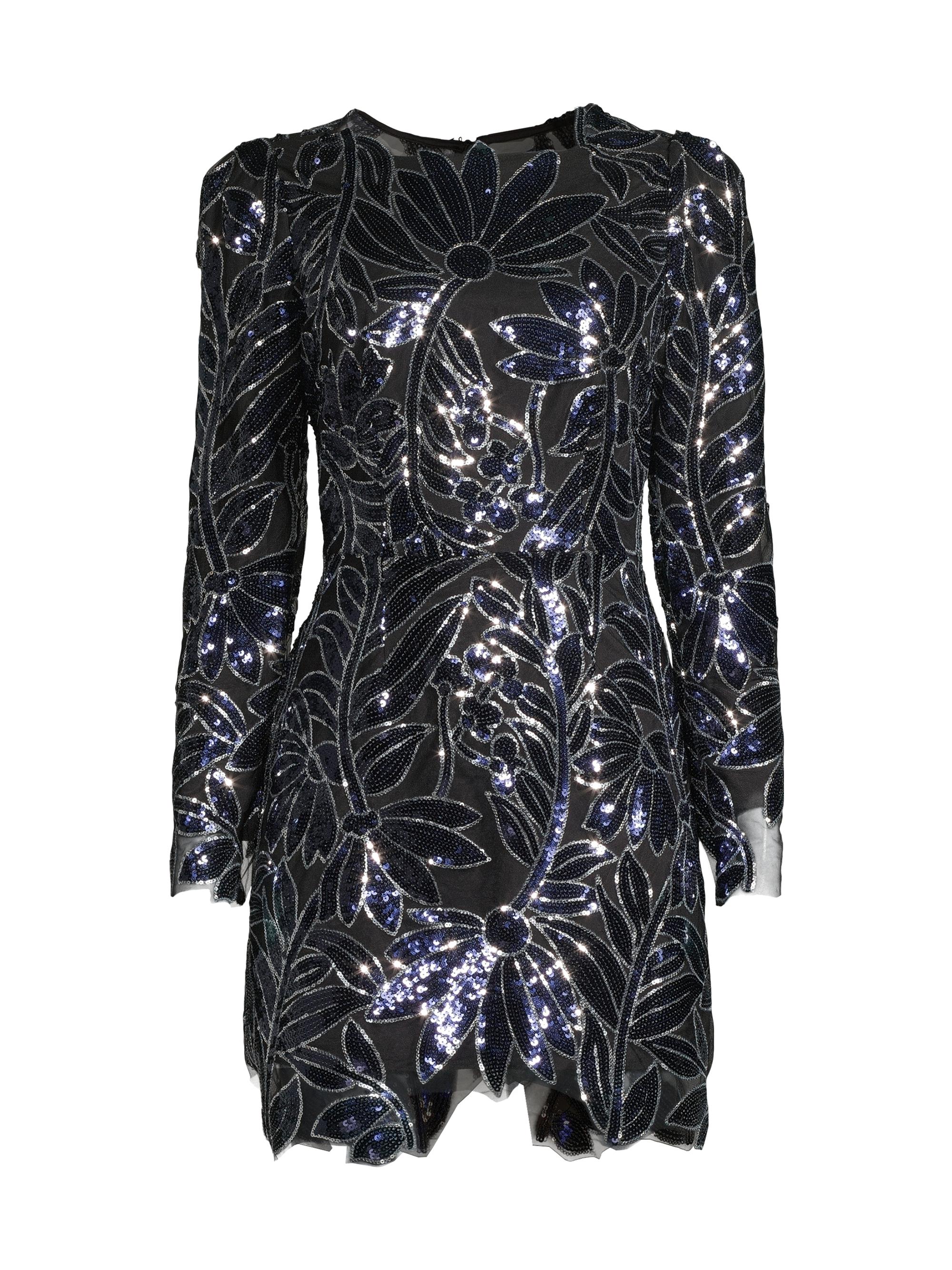 Milly Women's Scottie Floral Sequined Minidress - Navy Silver