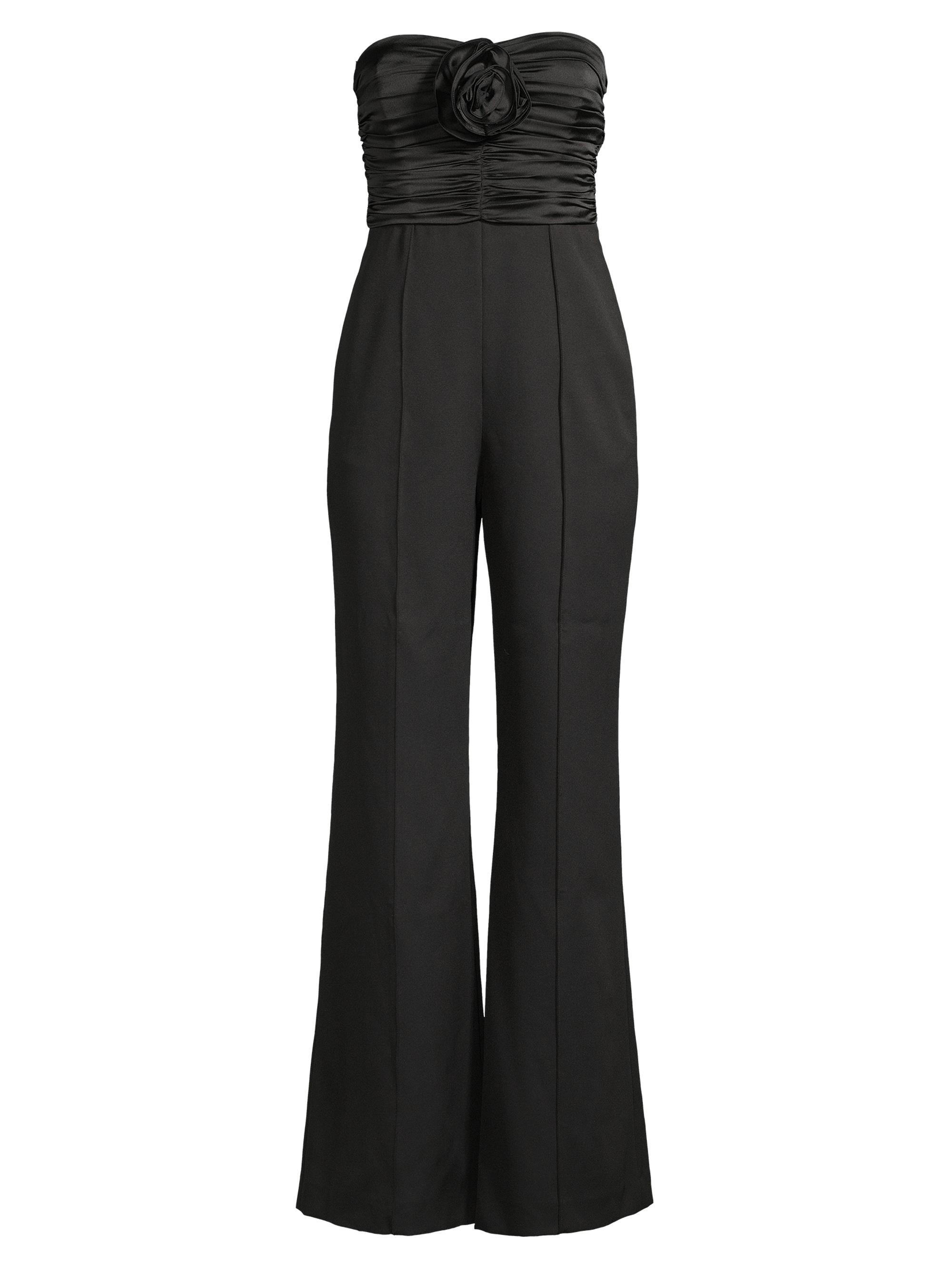 Milly Women's Saoirse Ruched Cady Flared Jumpsuit - Black