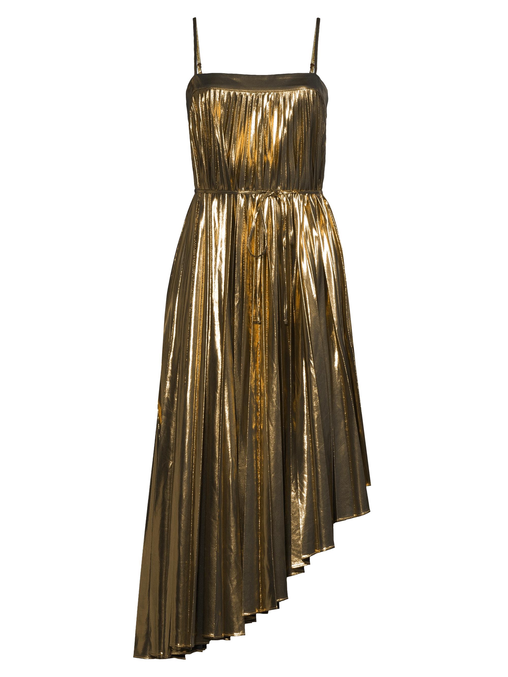 Milly Oria Metallic Pleated Lamé Maxi Dress | Saks Fifth Avenue