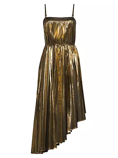 Irene Metallic Asymmetric Midi-Dress