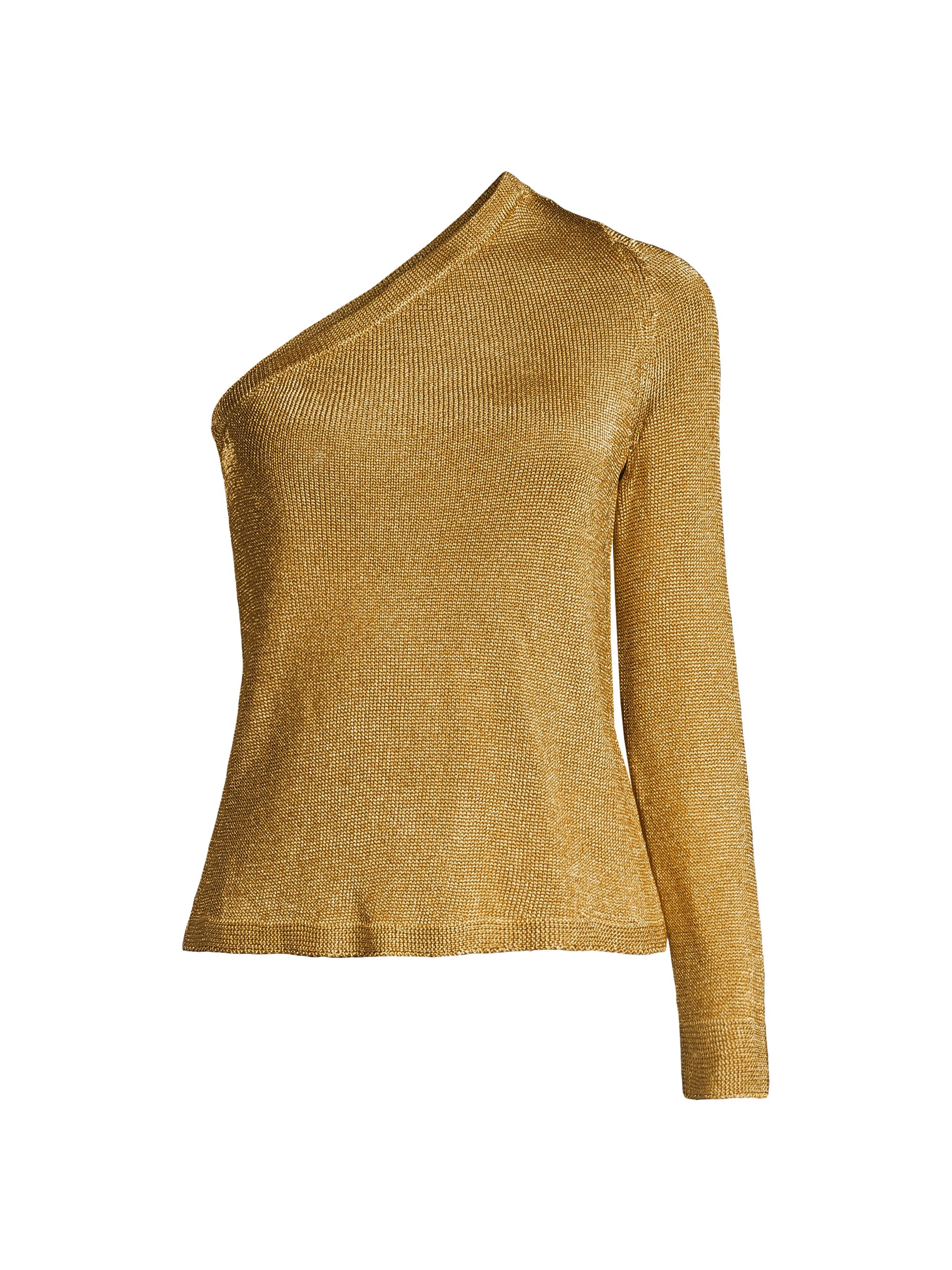 Milly Women's Metallic Knit One-Shoulder Top - Gold