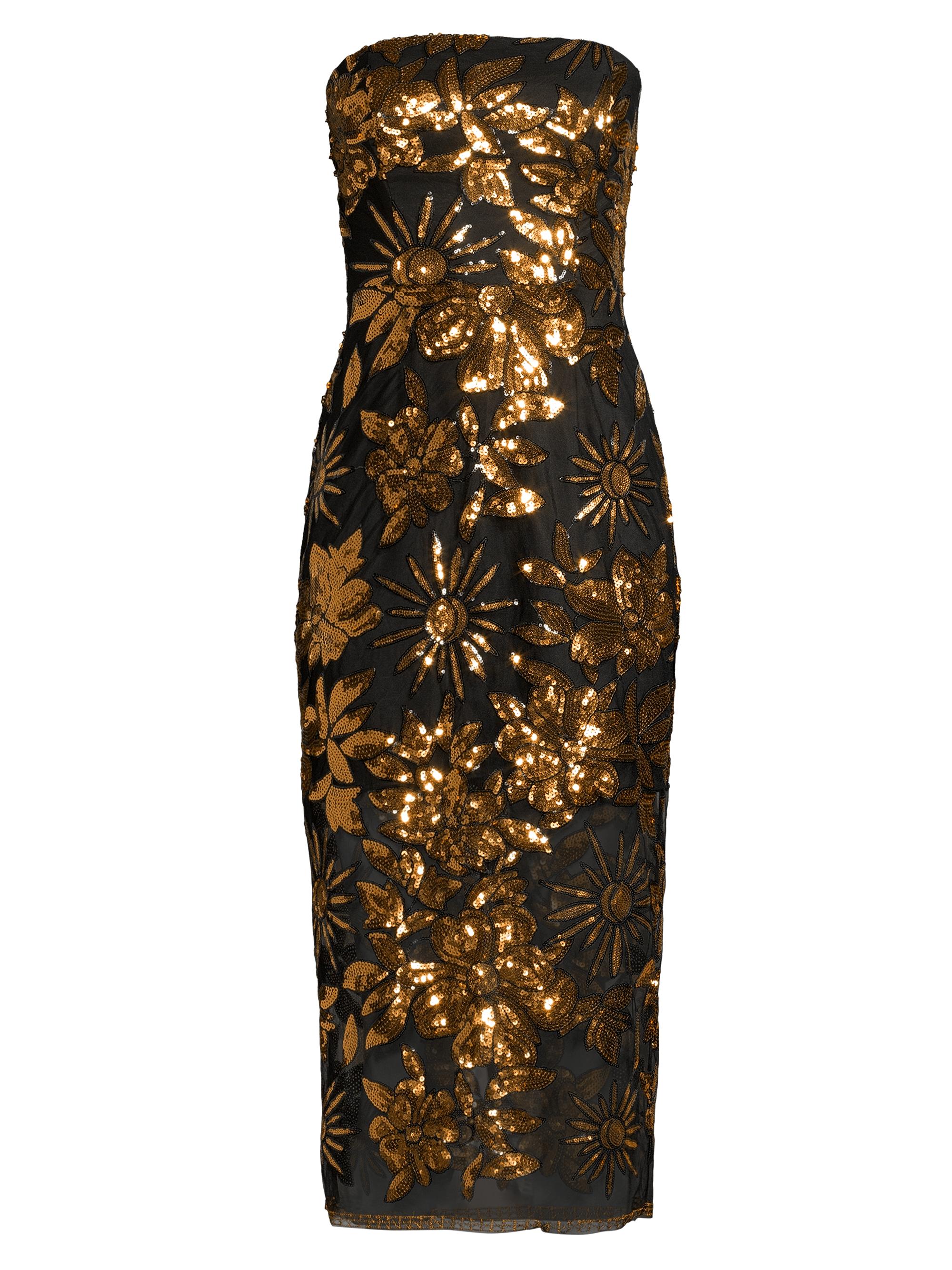 Milly Women's Kait Sequined Strapless Midi-Dress - Gold Multi