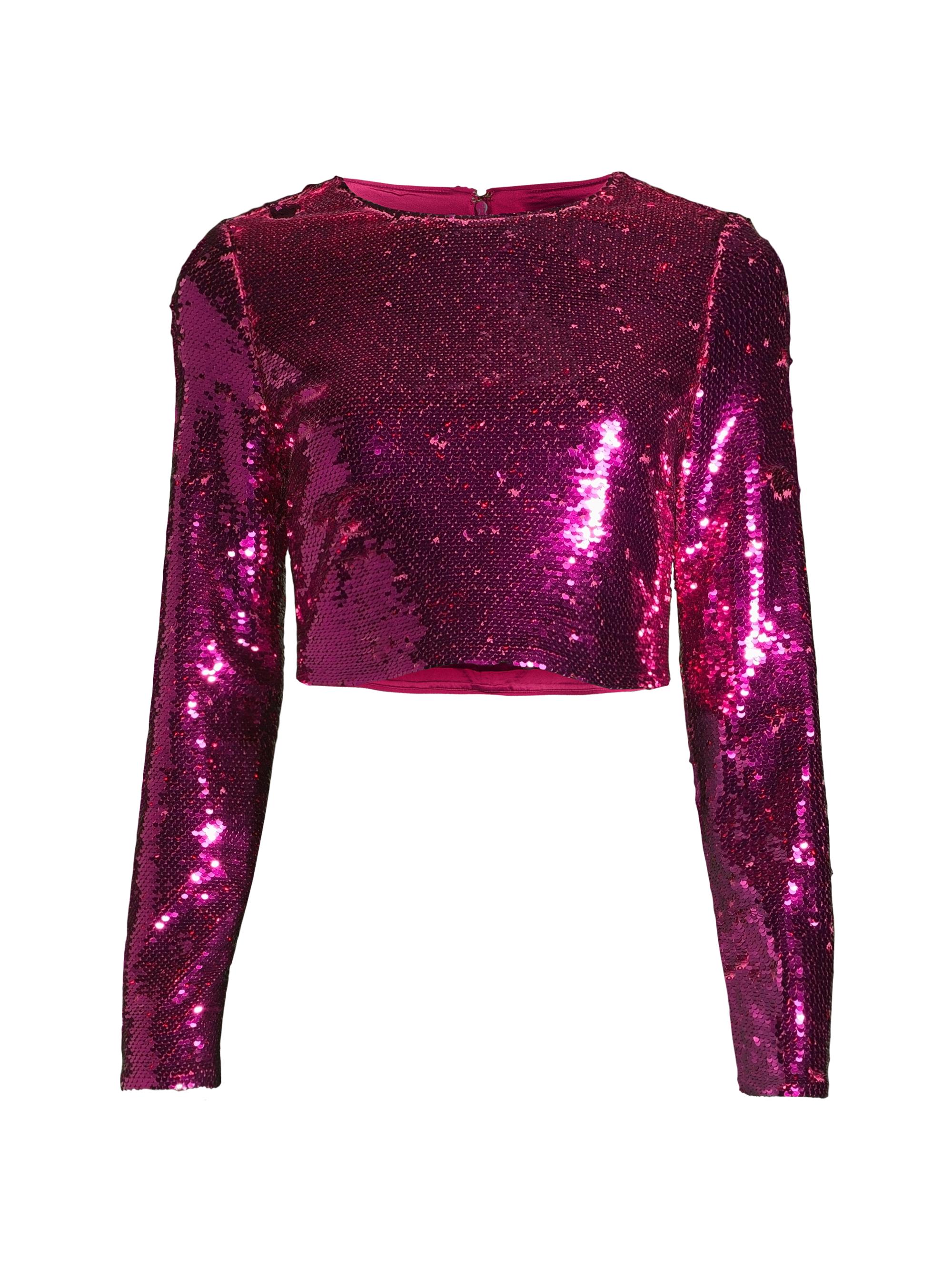 Milly Women's Shailyn Sequined Crop Blouse - Pink