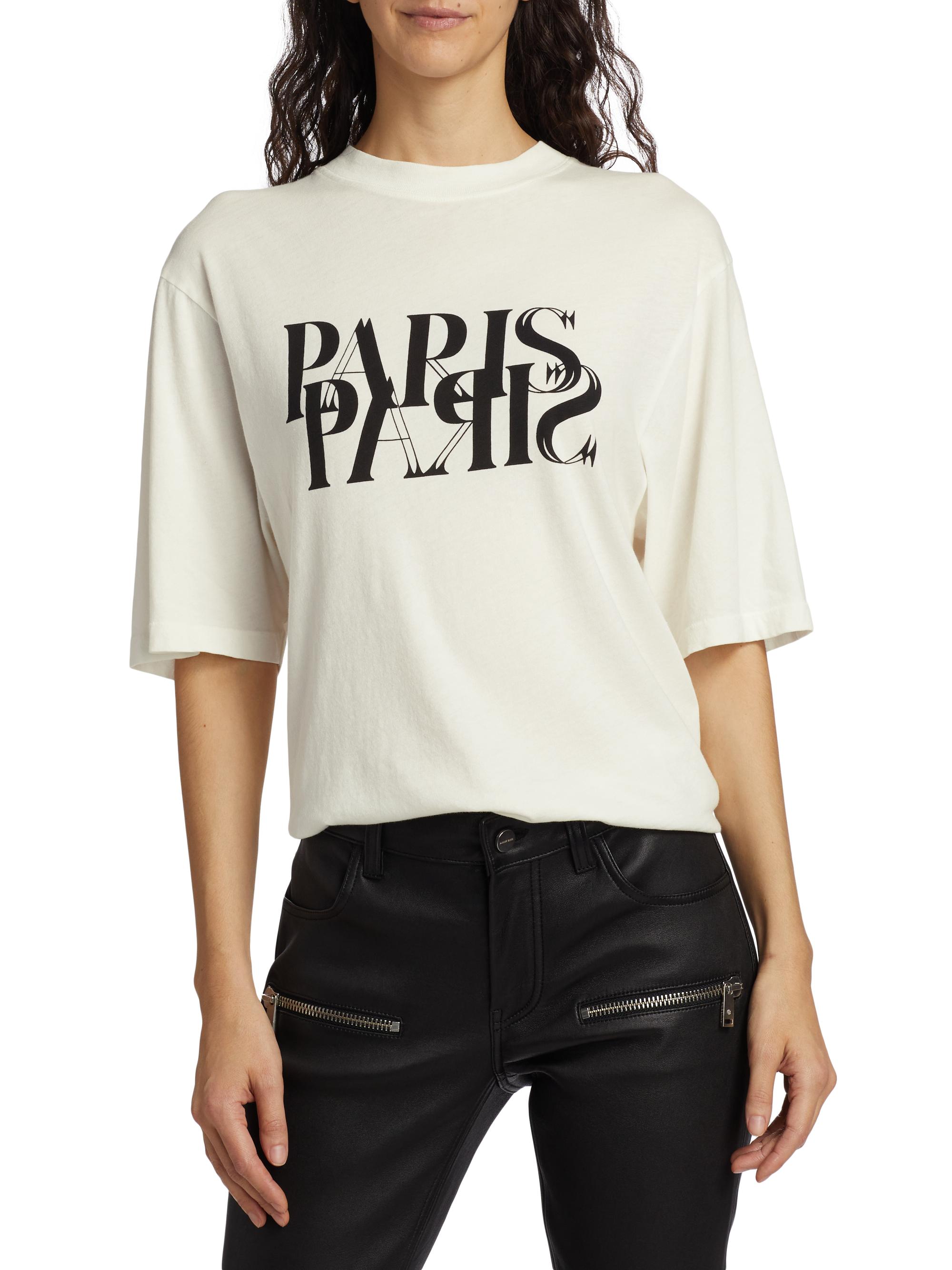 Anine Bing Avi Cotton Paris T-Shirt | Saks Fifth Avenue