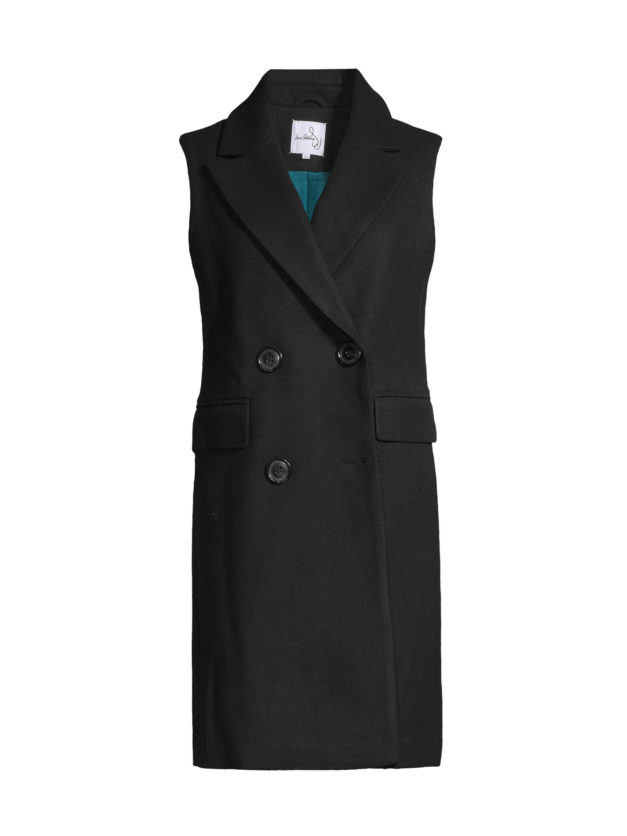 Sam Edelman Women's Double-Breasted Longline Vest - Black