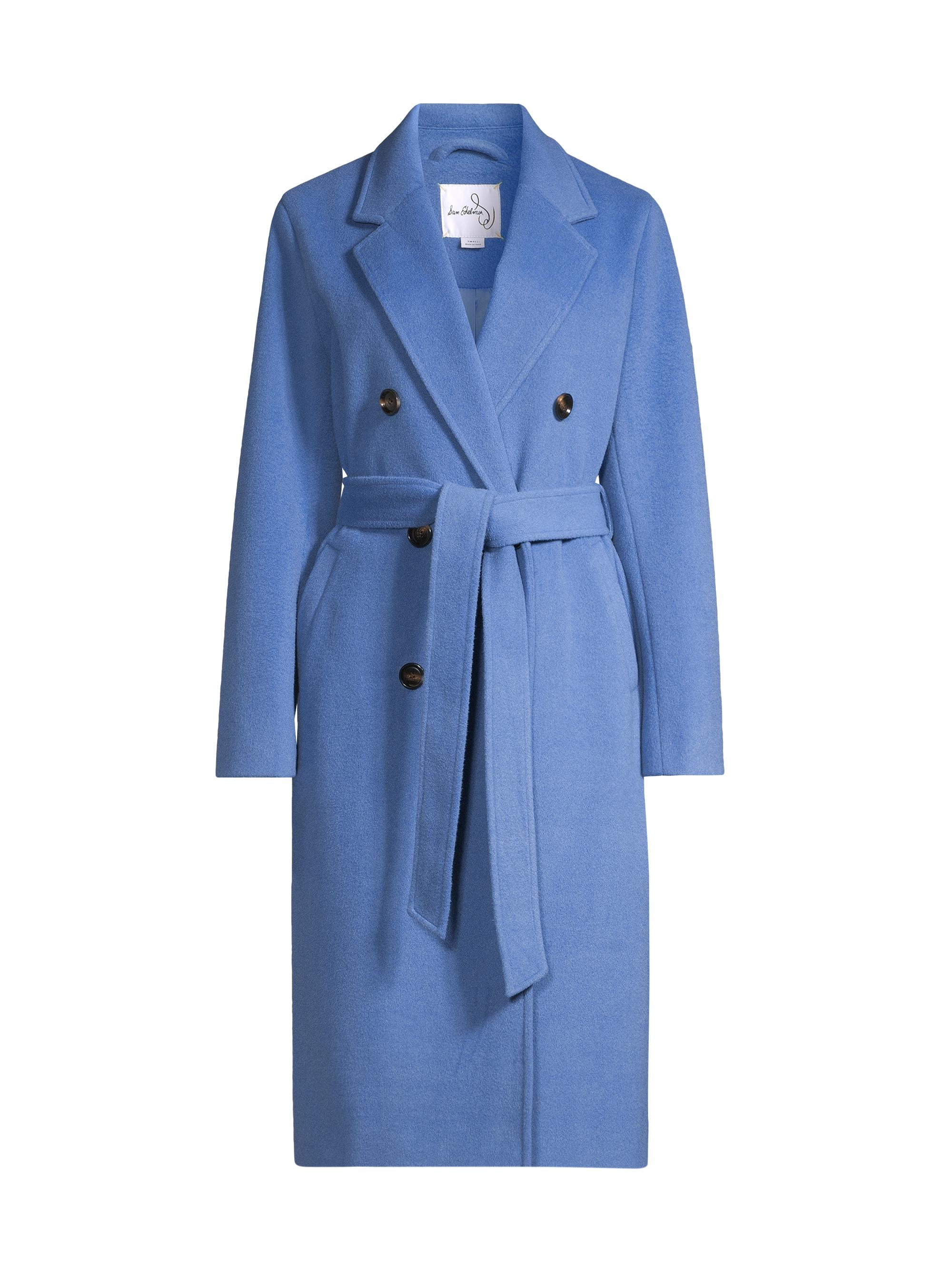 Sam Edelman Women's Belted Double-Breasted Coat - Blue Stone