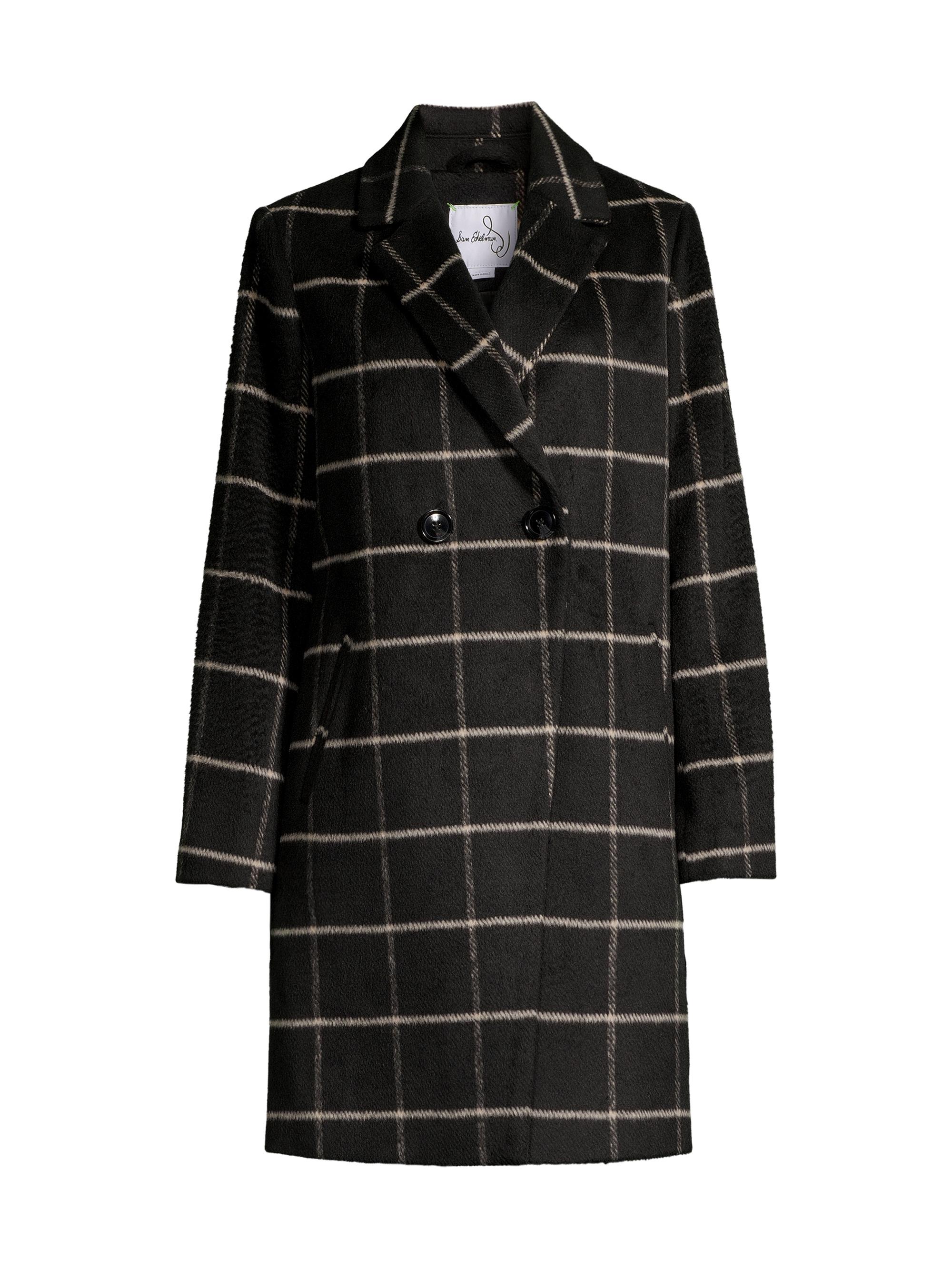 Sam Edelman Women's Plaid Double-Breasted Coat - Black White