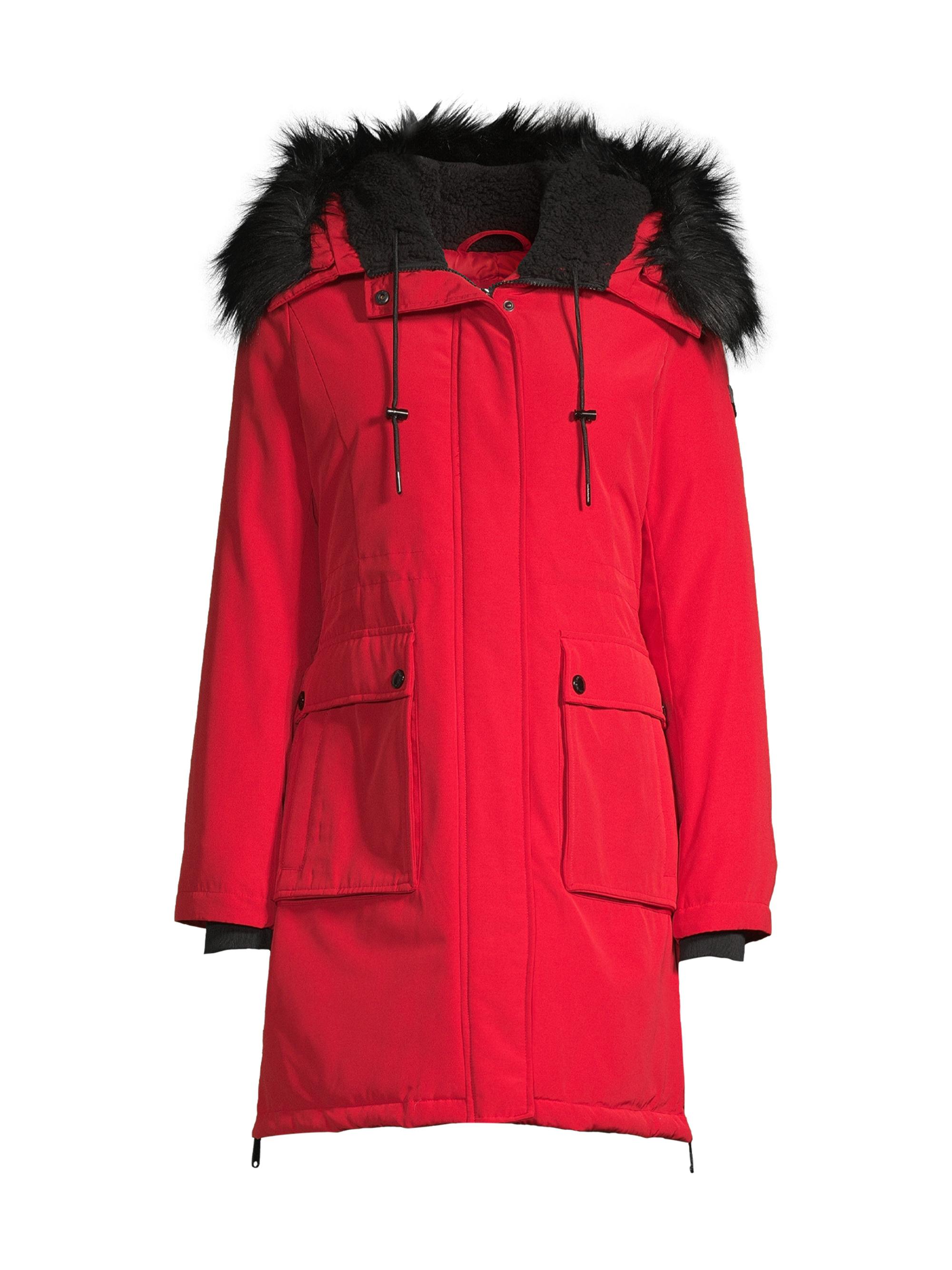 Sam Edelman Women's Hooded Parka Coat - Red