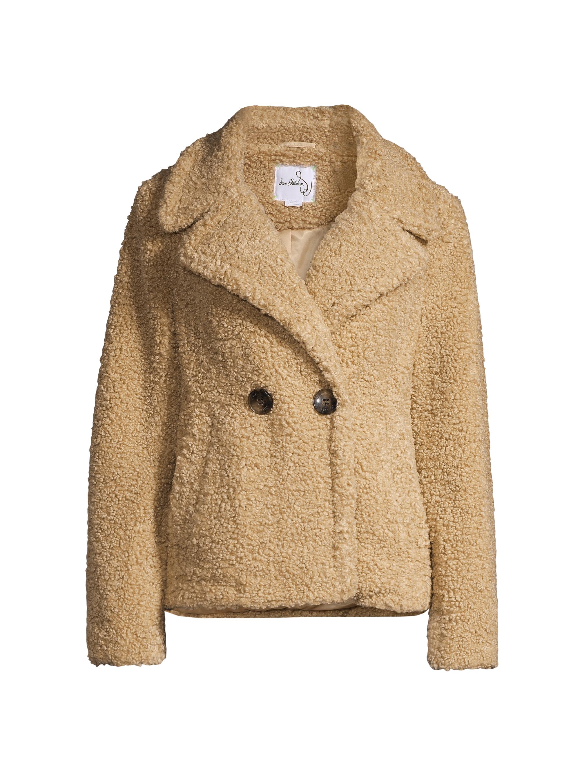 Sam Edelman Women's Faux Shearling Double-Breasted Jacket - Sand
