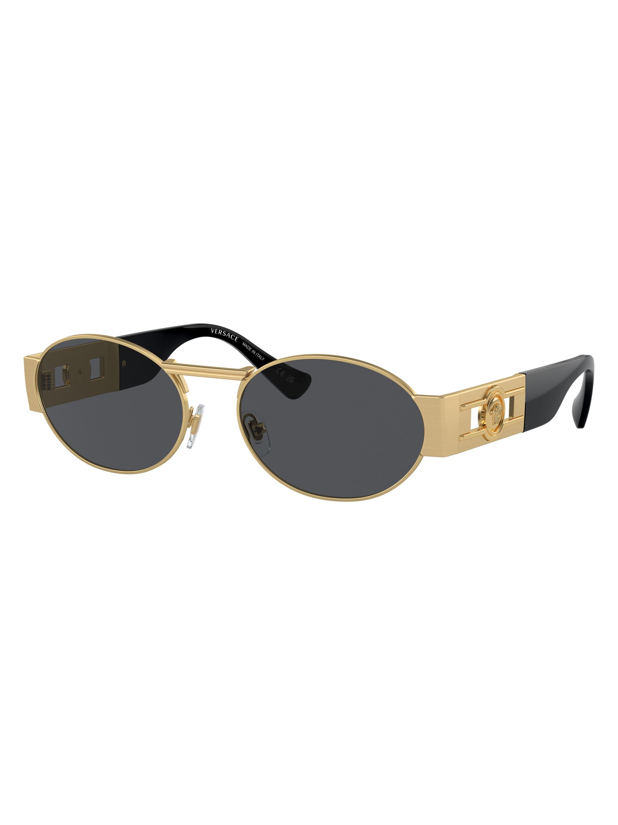 Versace Men's 56MM Oval Sunglasses - Matte Gold Grey | Thumbnail 2