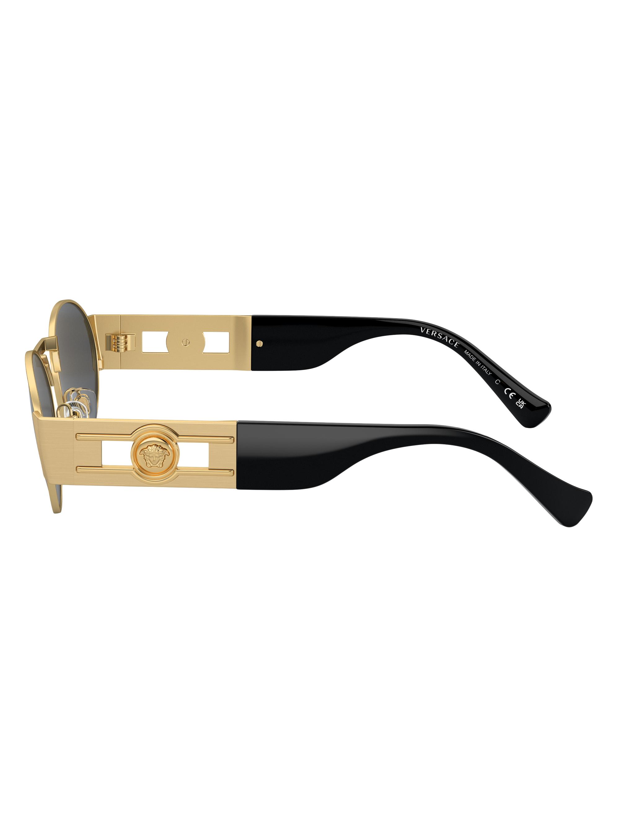 Versace Men's 56MM Oval Sunglasses - Matte Gold Grey | Thumbnail 4