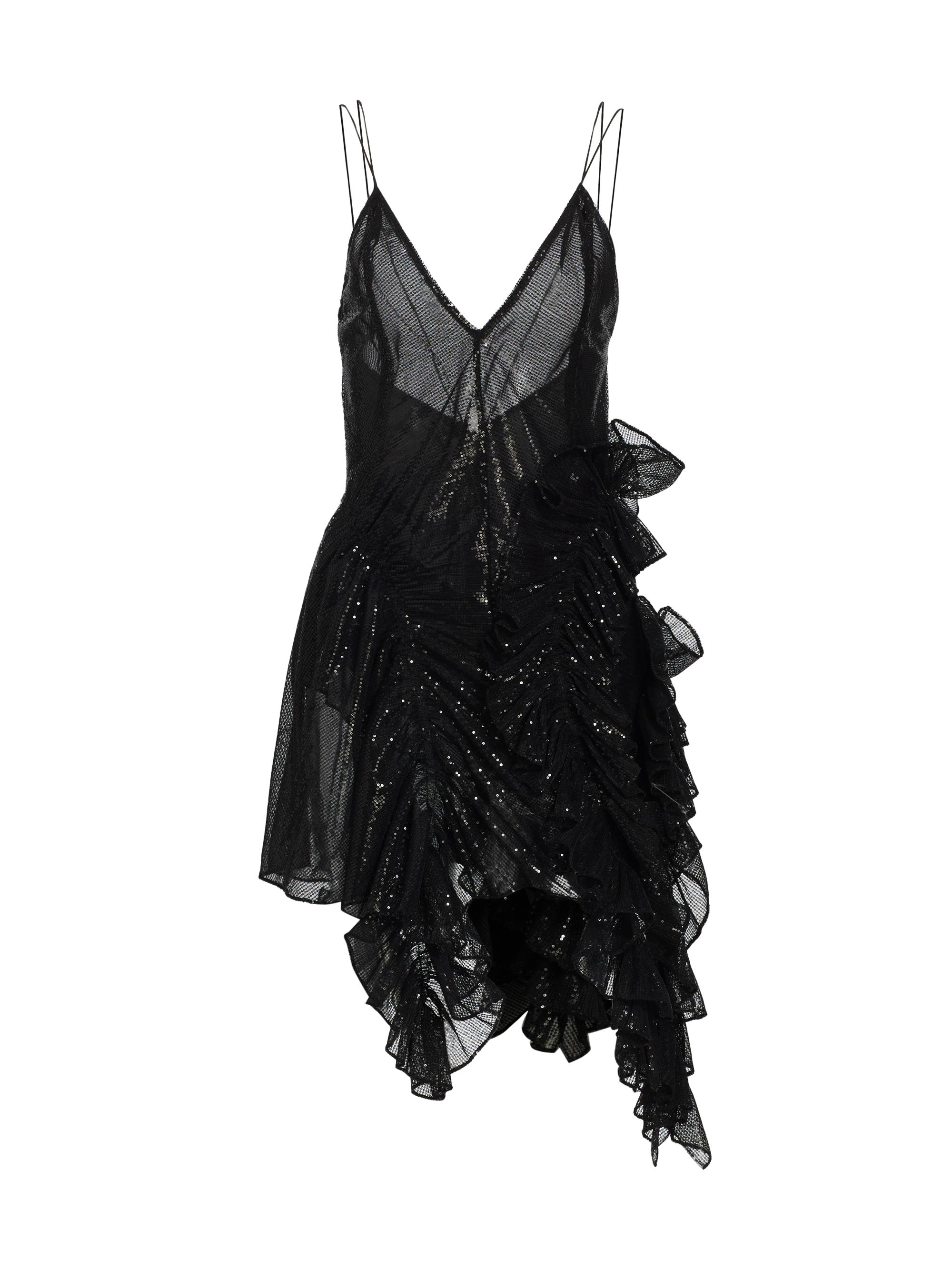 Aknvas Women's Yves Sequined Ruffle Minidress - Onyx