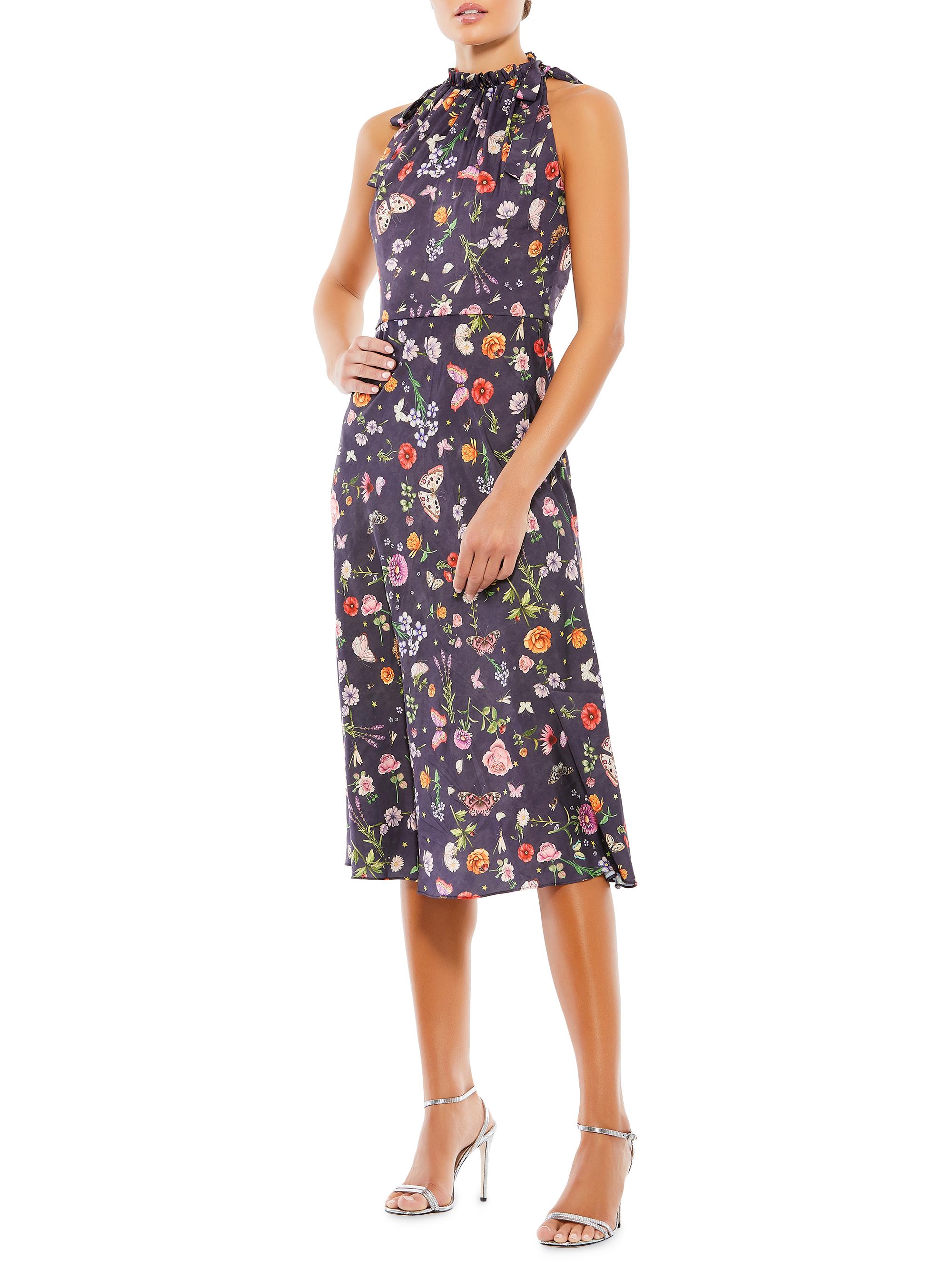 Mac Duggal Women's Ieena Floral Crepe Midi-Dress - Plum Floral