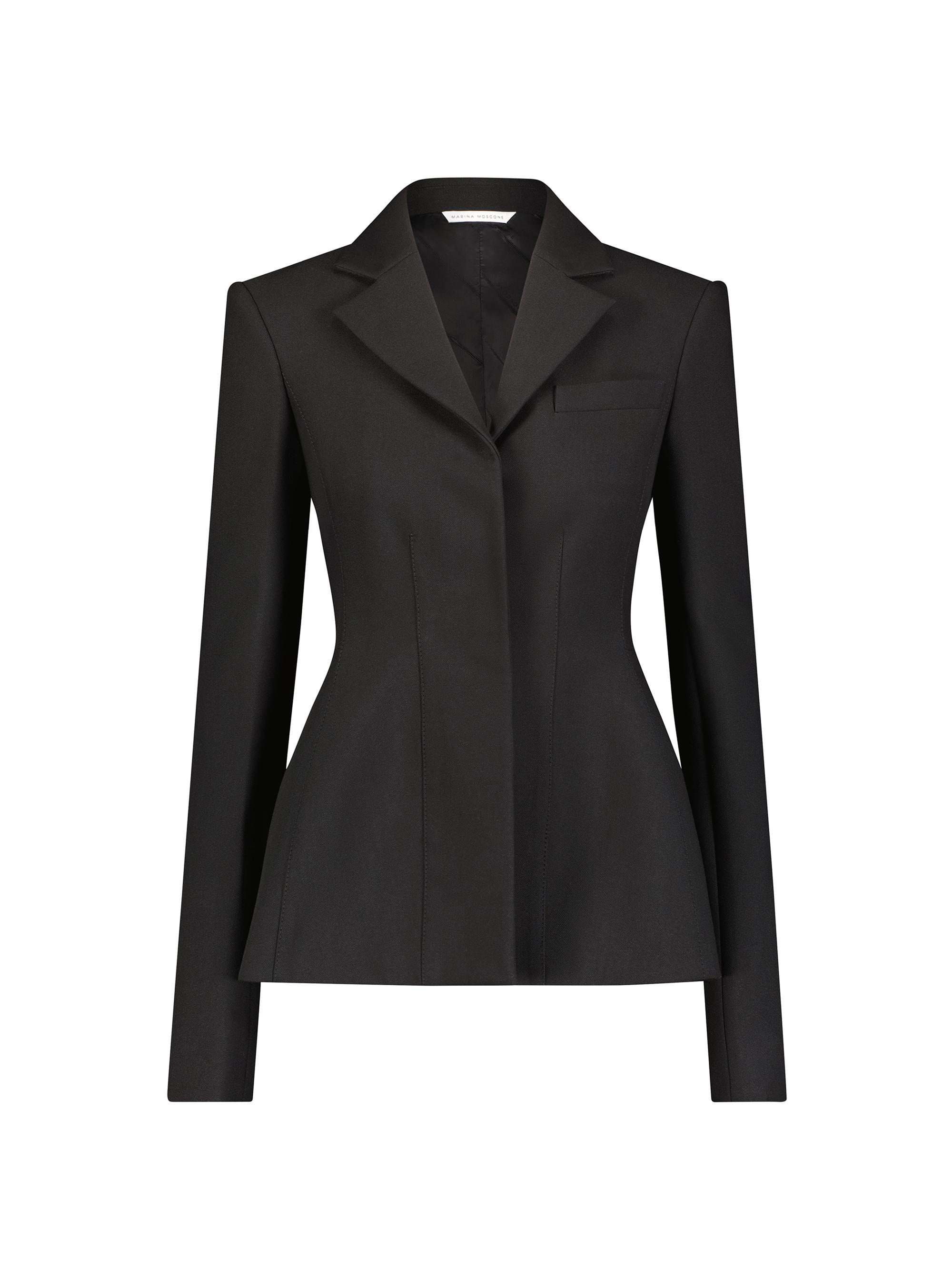 Marina Moscone Women's Waisted Basque Blazer - Black