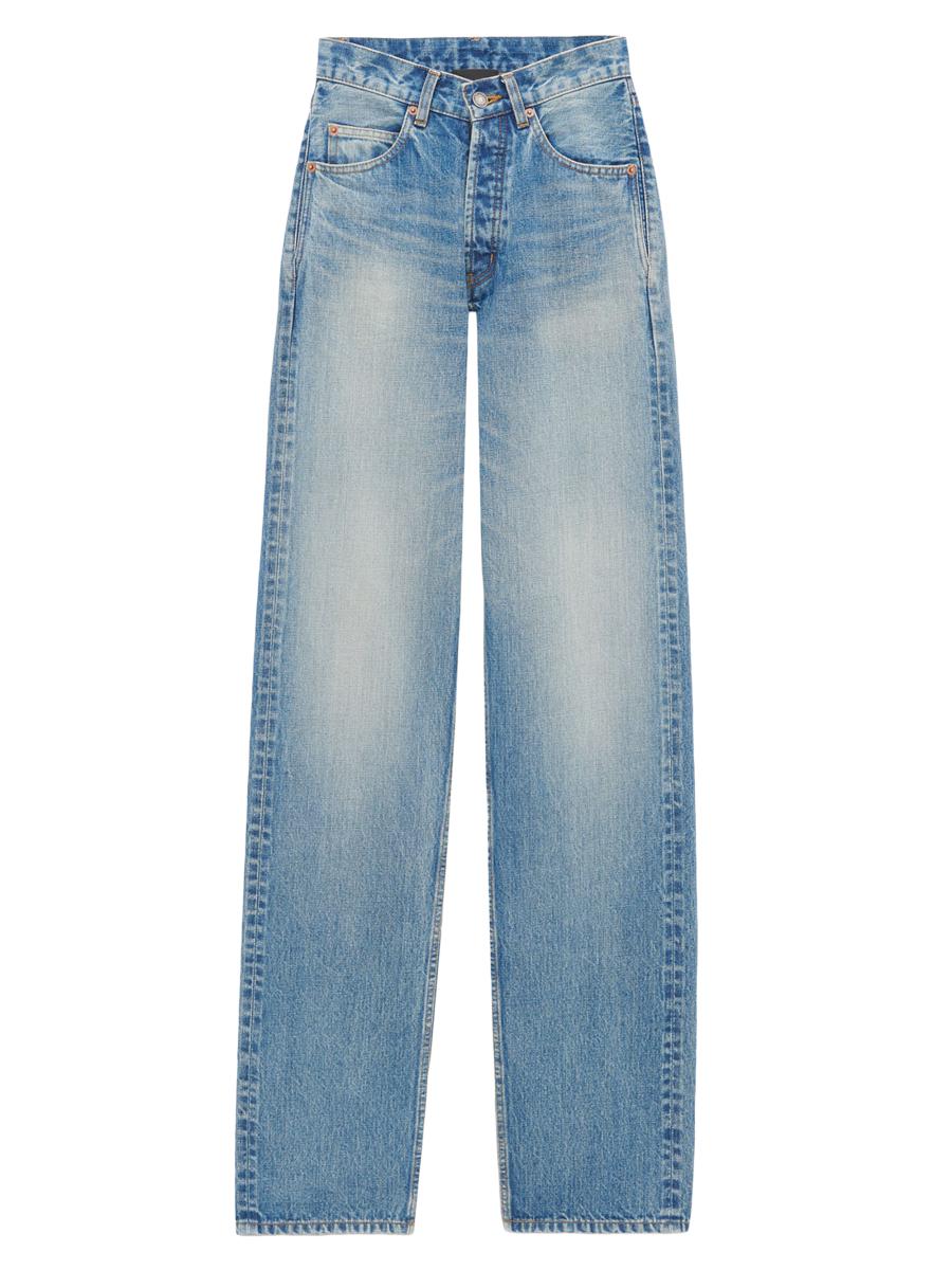 サンローラン SAINT LAURENT Vウエスト ロングバギー ジーンズ V-WAIST LONG BAGGY JEANS in midnight black denim | Saint