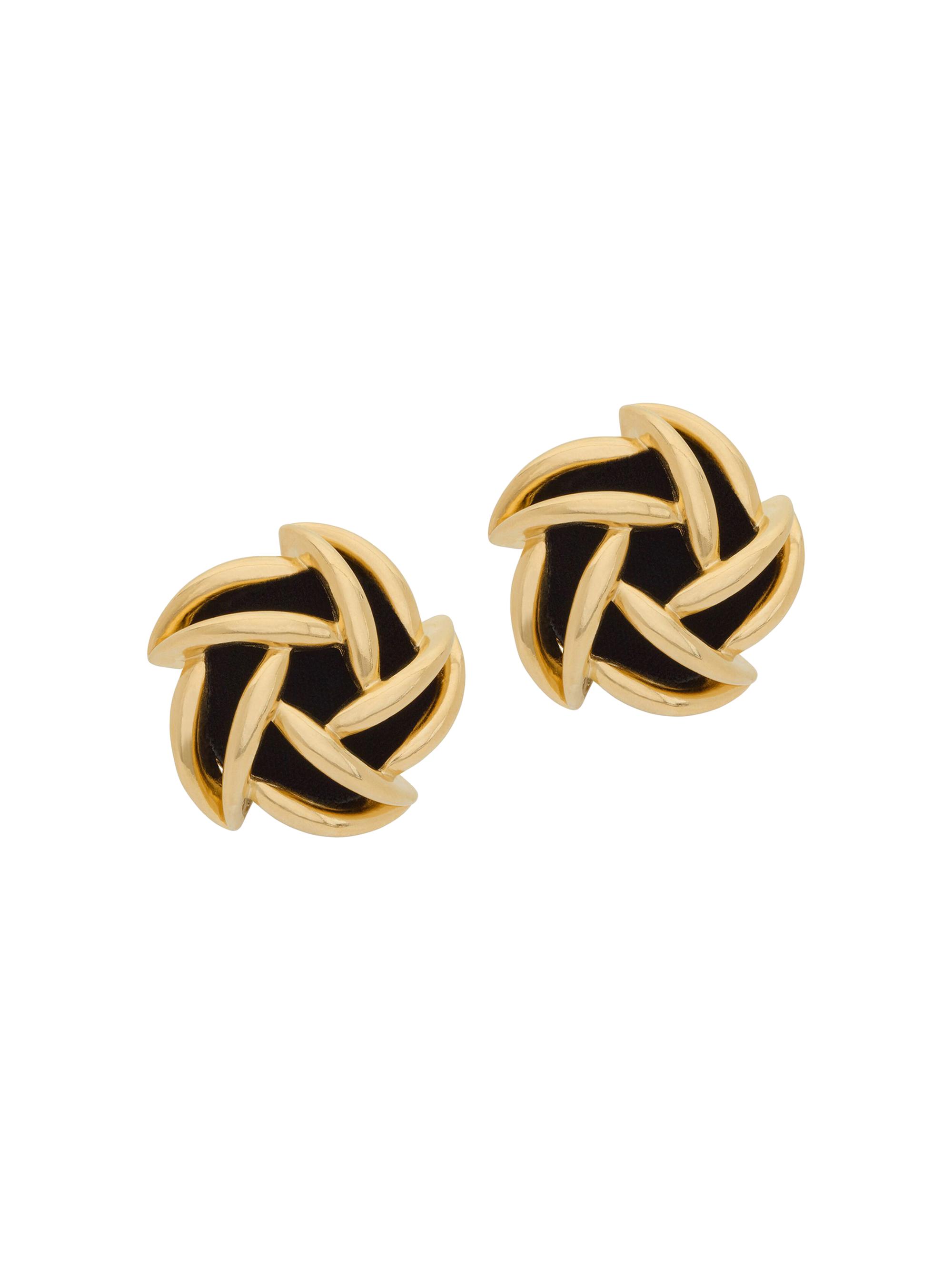 Saint Laurent Women's Vintage Spiral Earrings in Metal and Velvet - Black Gold