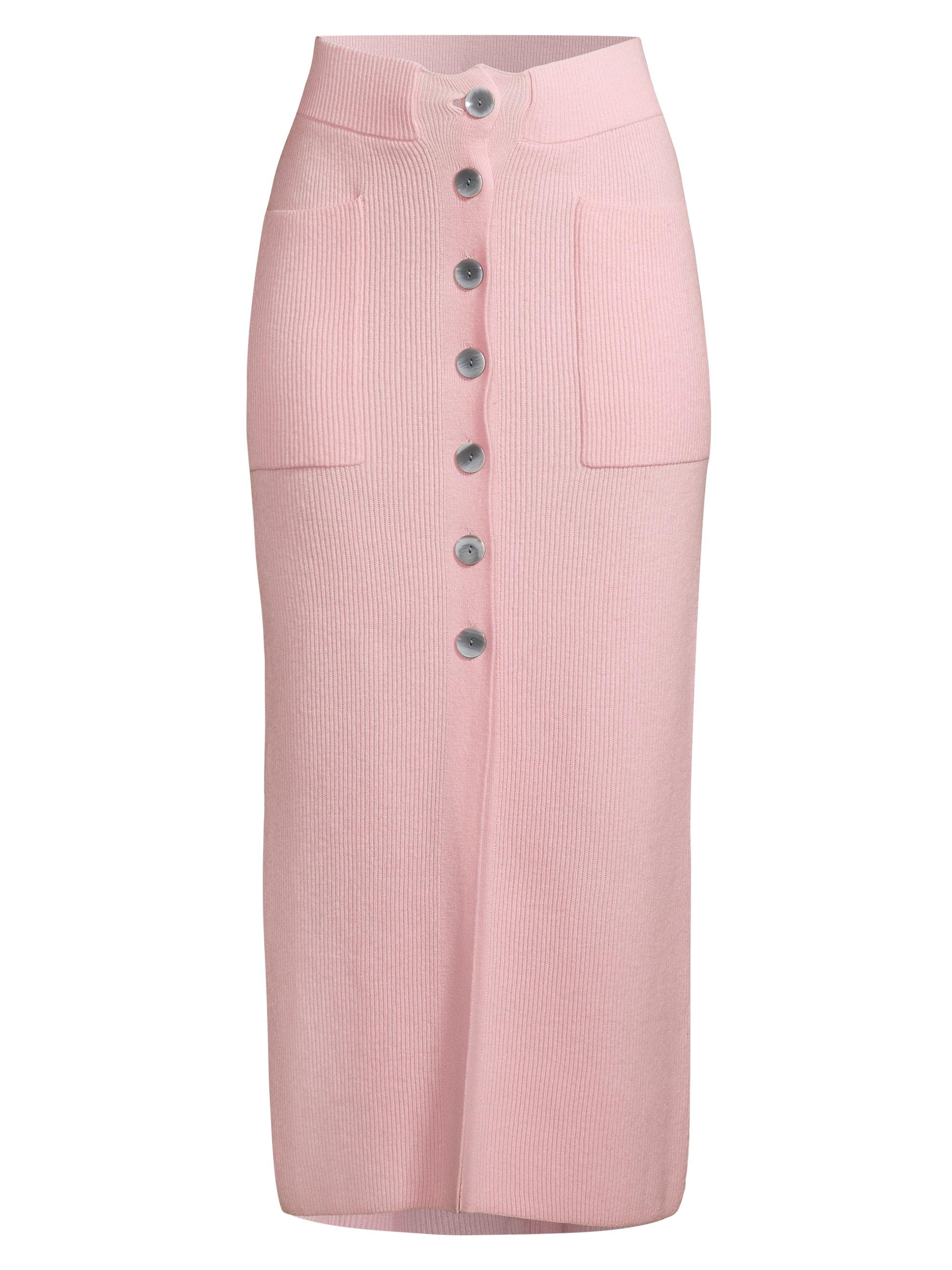 Emporio Armani Women's Rib-Knit Wool-Cashmere Blend Midi-Skirt - Light Pink