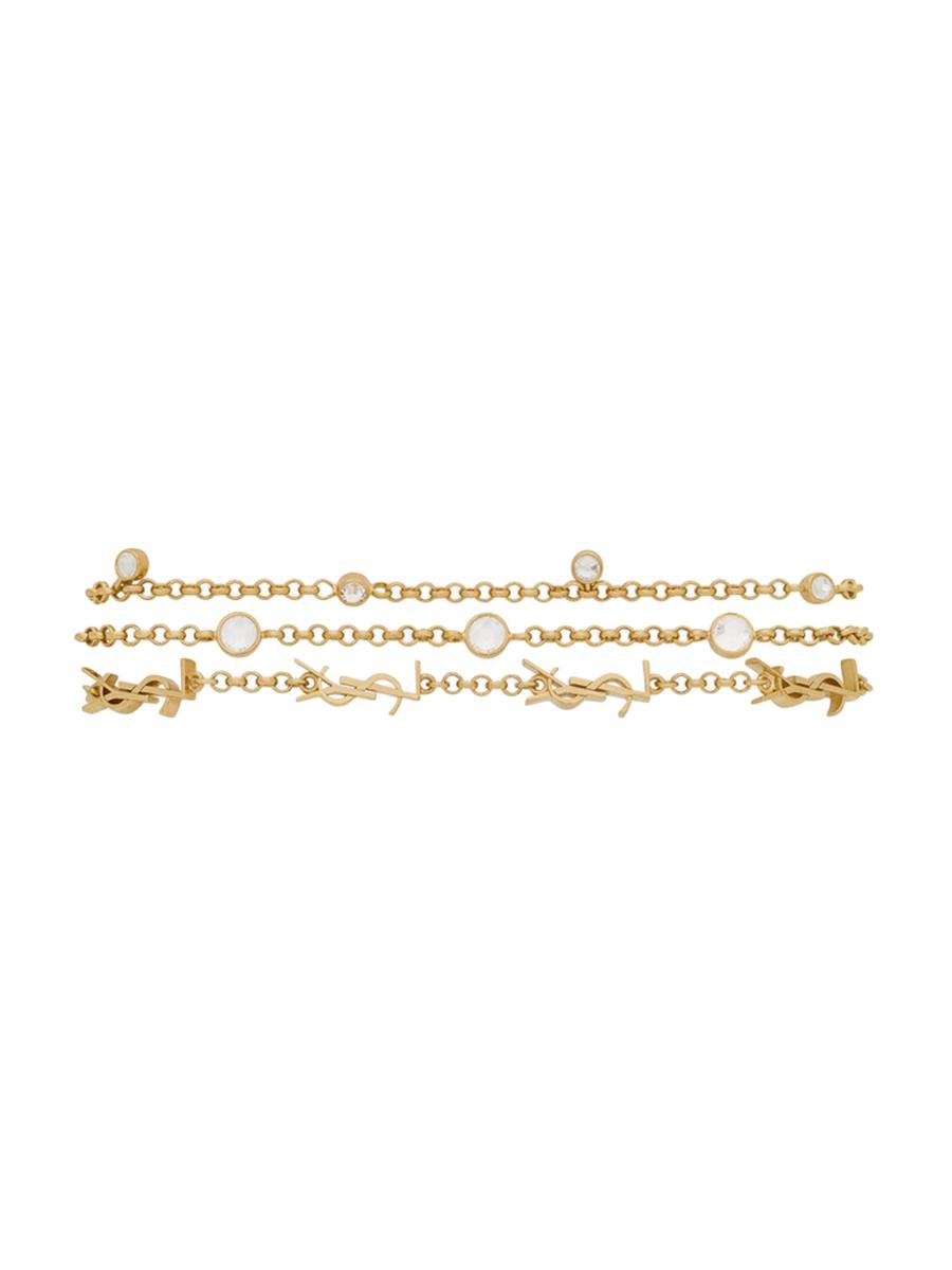 Saint Laurent Cassandre Crystal Multi-Chain Bracelet in