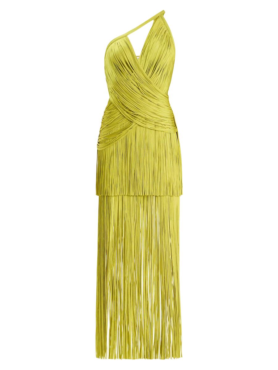 Hervé Léger Draped Fringe One-Shoulder Gown | Saks Fifth Avenue