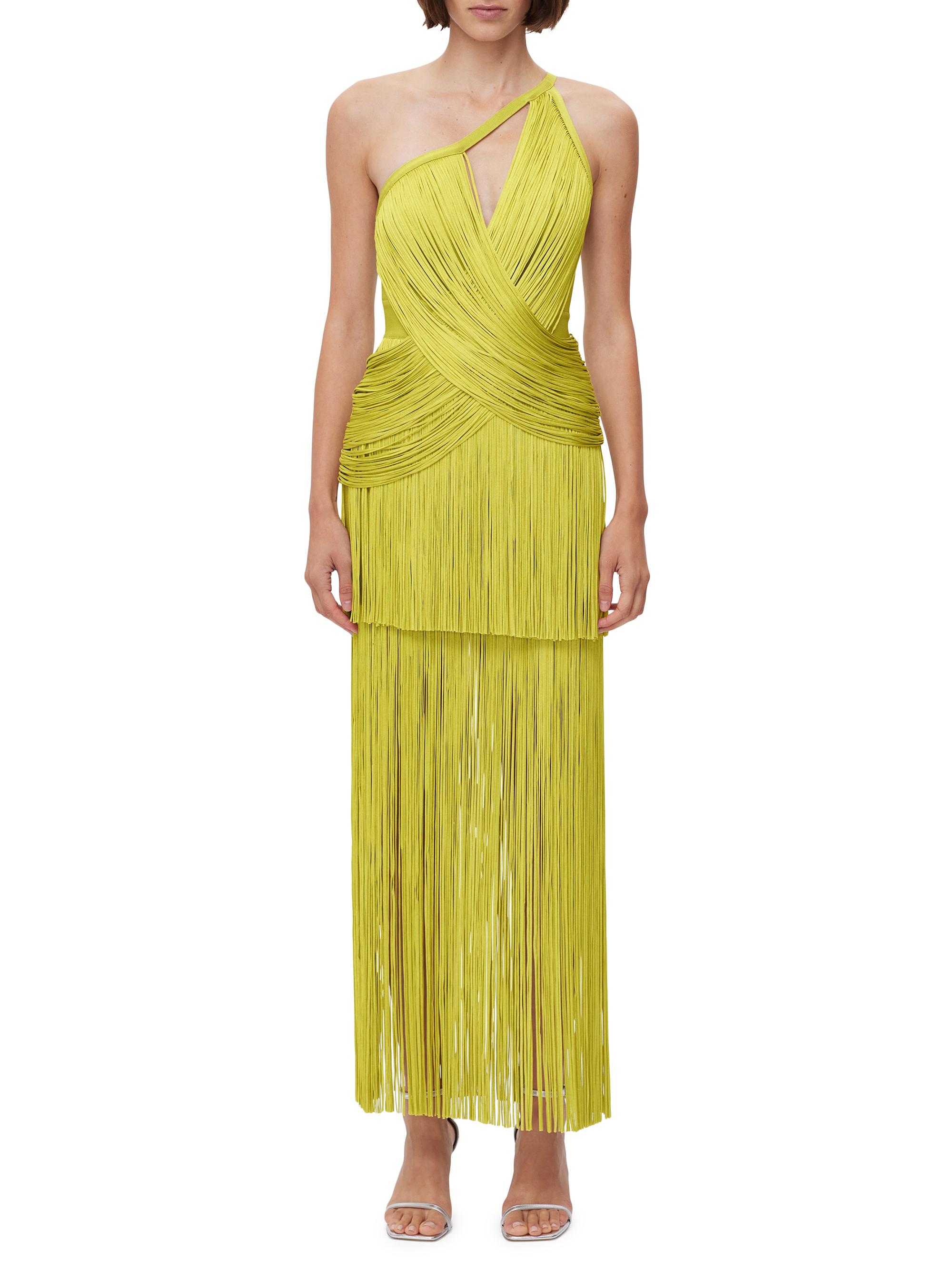 Herv Lger Draped Fringe One-Shoulder Gown | Saks Fifth Avenue
