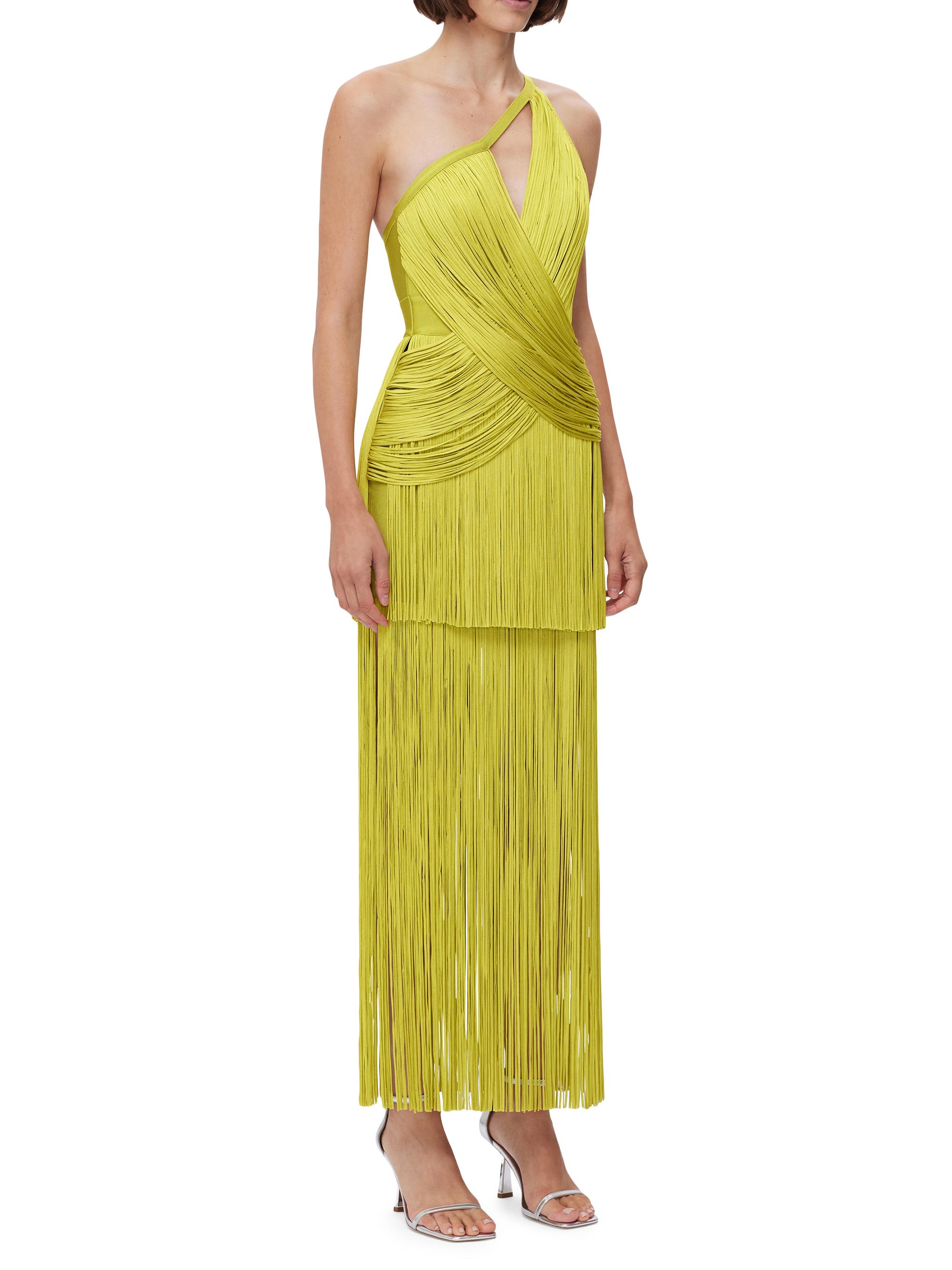 Herv Lger Draped Fringe One-Shoulder Gown | Saks Fifth Avenue