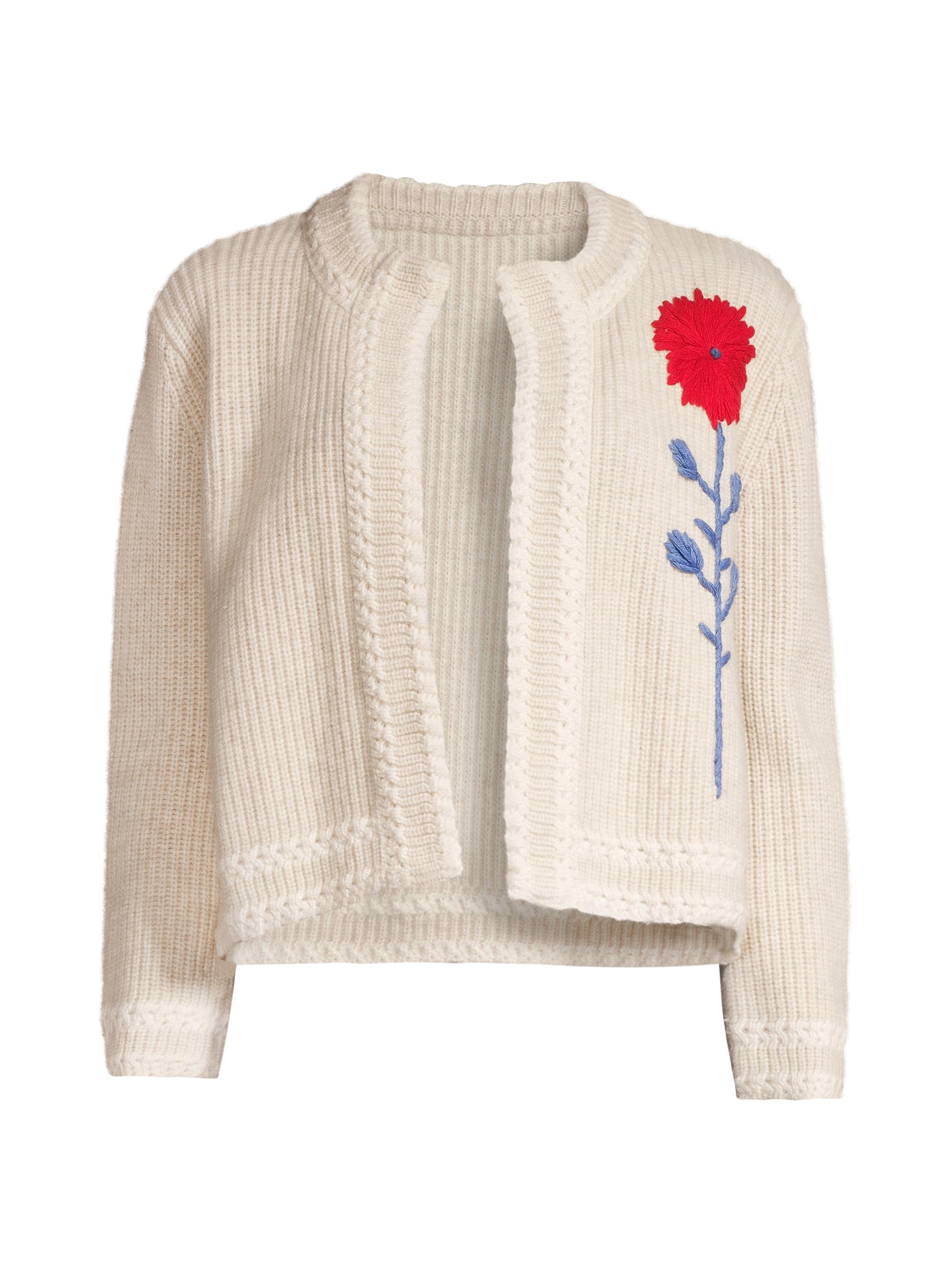 Frances Valentine Border Flower Embroidered Cardigan | Saks Fifth