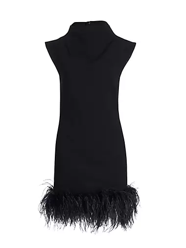 Steph Feather Trim Cropped Tank Top - Black