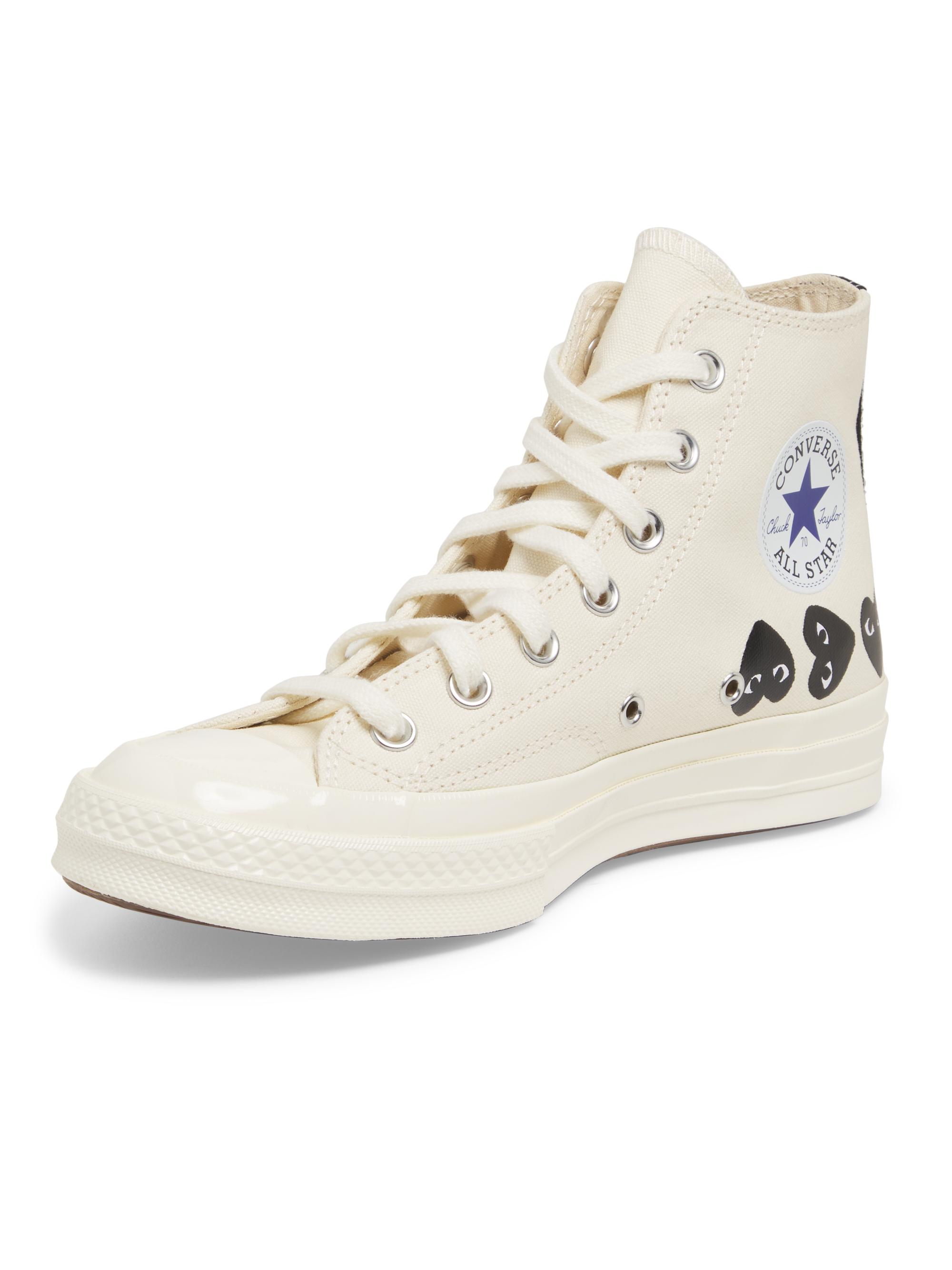 Comme des Garçons PLAY CdG PLAY x Converse Women's Chuck Taylor All Star Heart High-Top Sneakers - White - back view in White