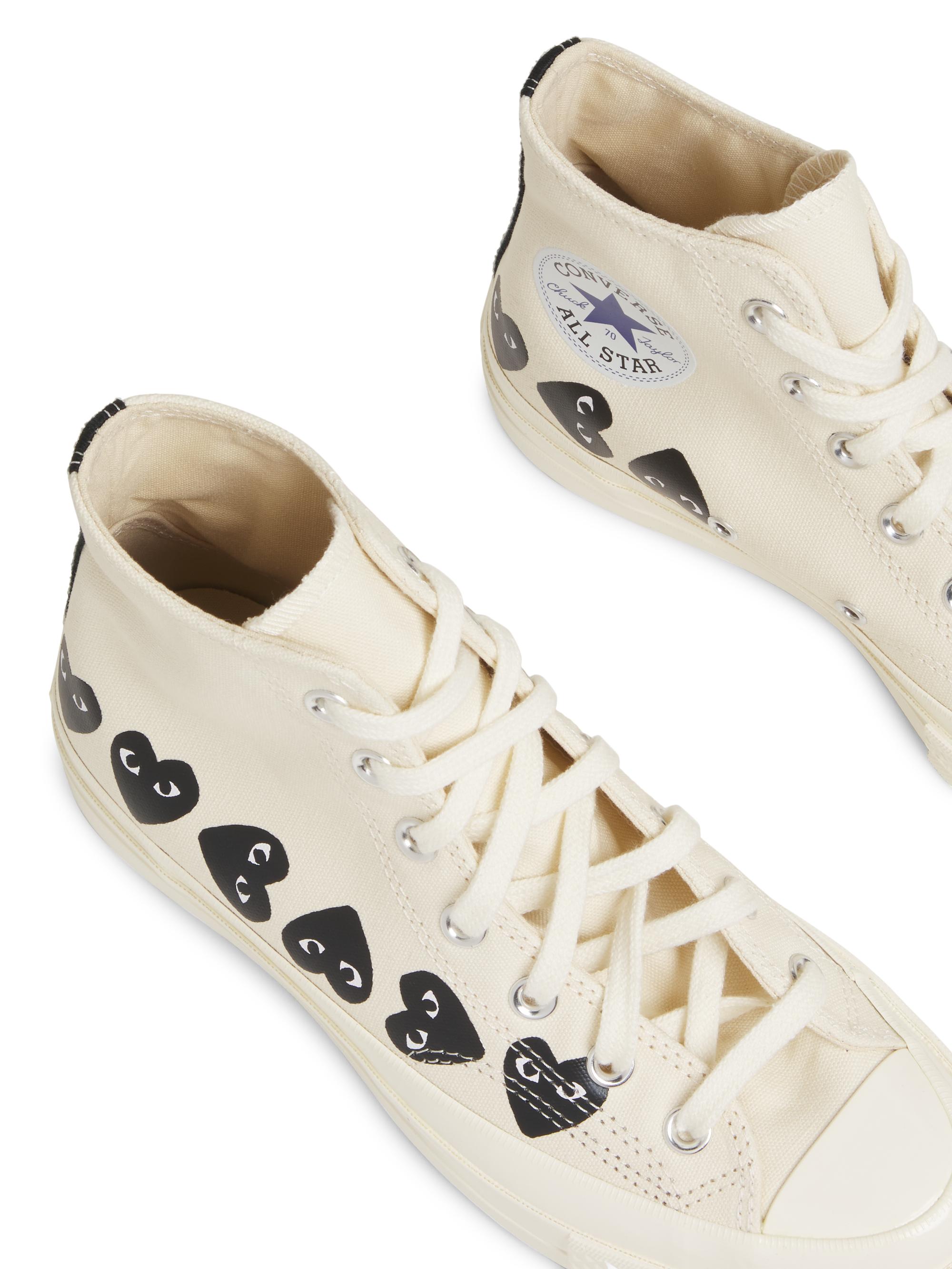 Comme des Garçons PLAY CdG PLAY x Converse Women's Chuck Taylor All Star Heart High-Top Sneakers - White - detail view in White