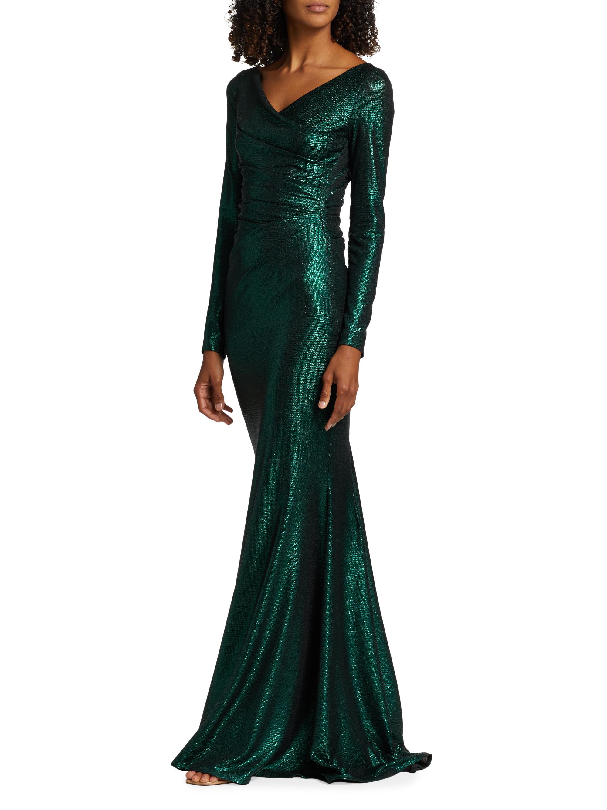 Shop Talbot Runhof Mirrorball Metallic Long-Sleeve Gown | Saks  
