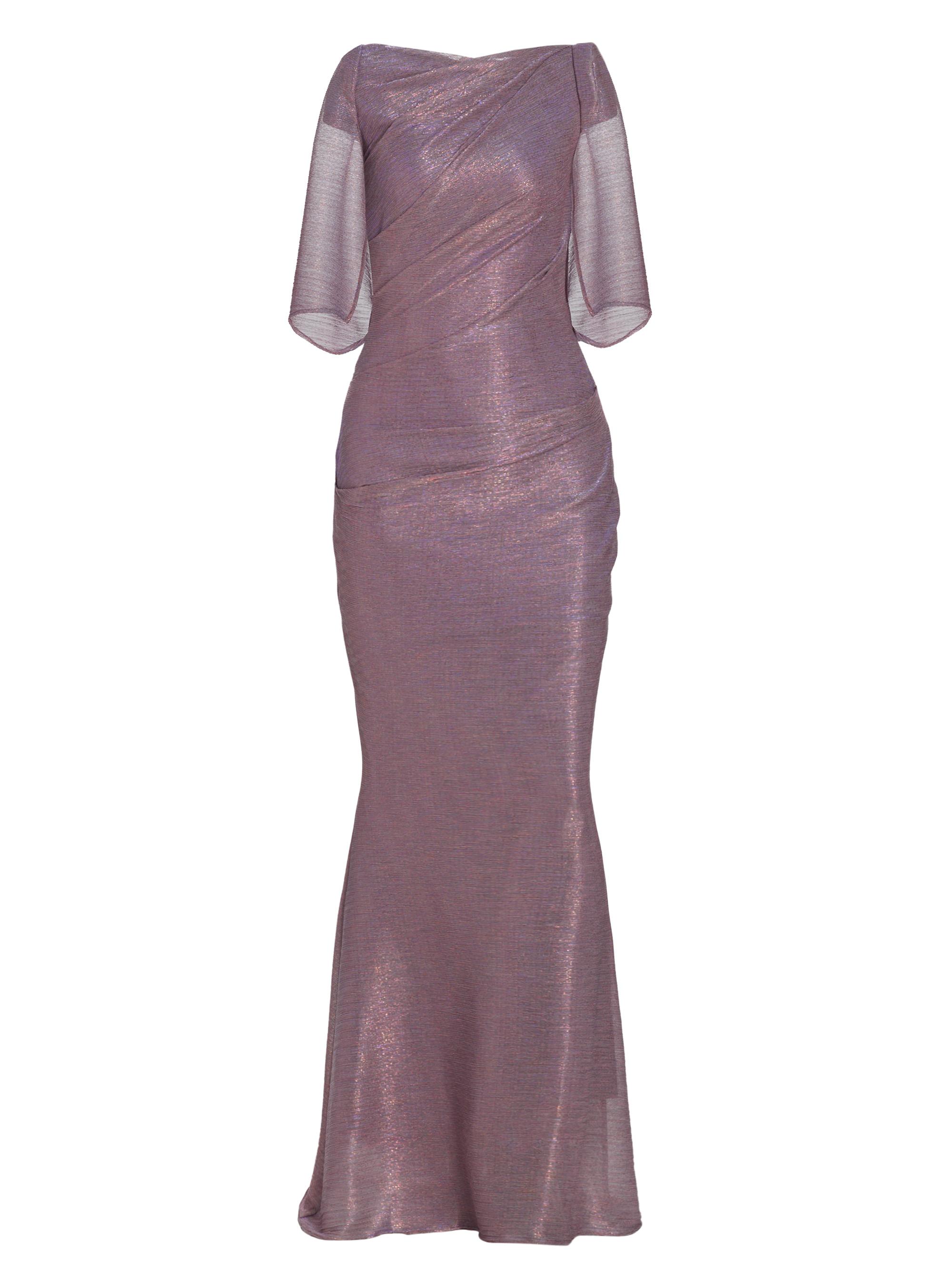 Talbot Runhof Women's Stardust Metallic Cape-Sleeve Gown - Azalea