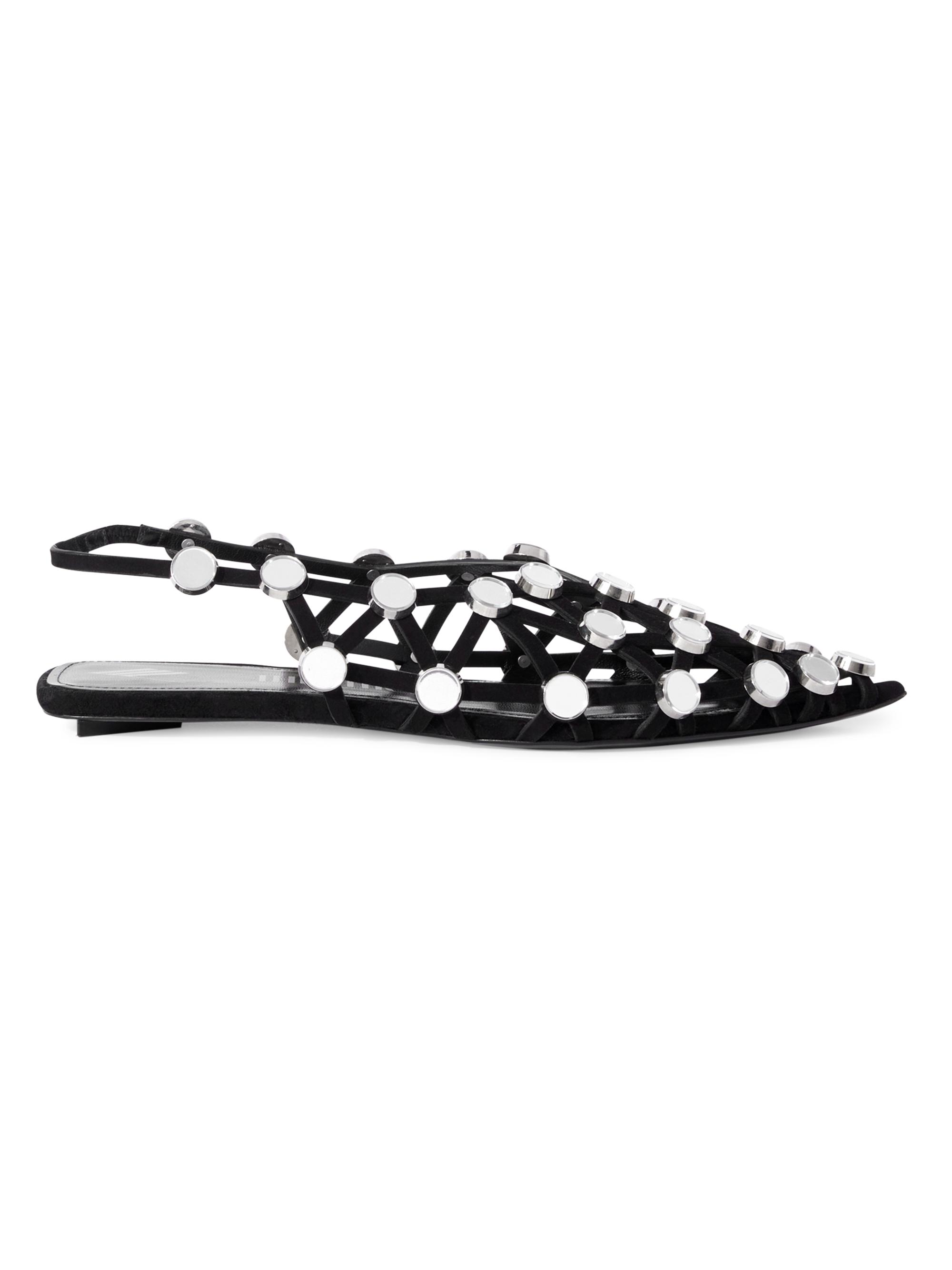 The Attico Women's Grid Leather Ballet Flats - Black