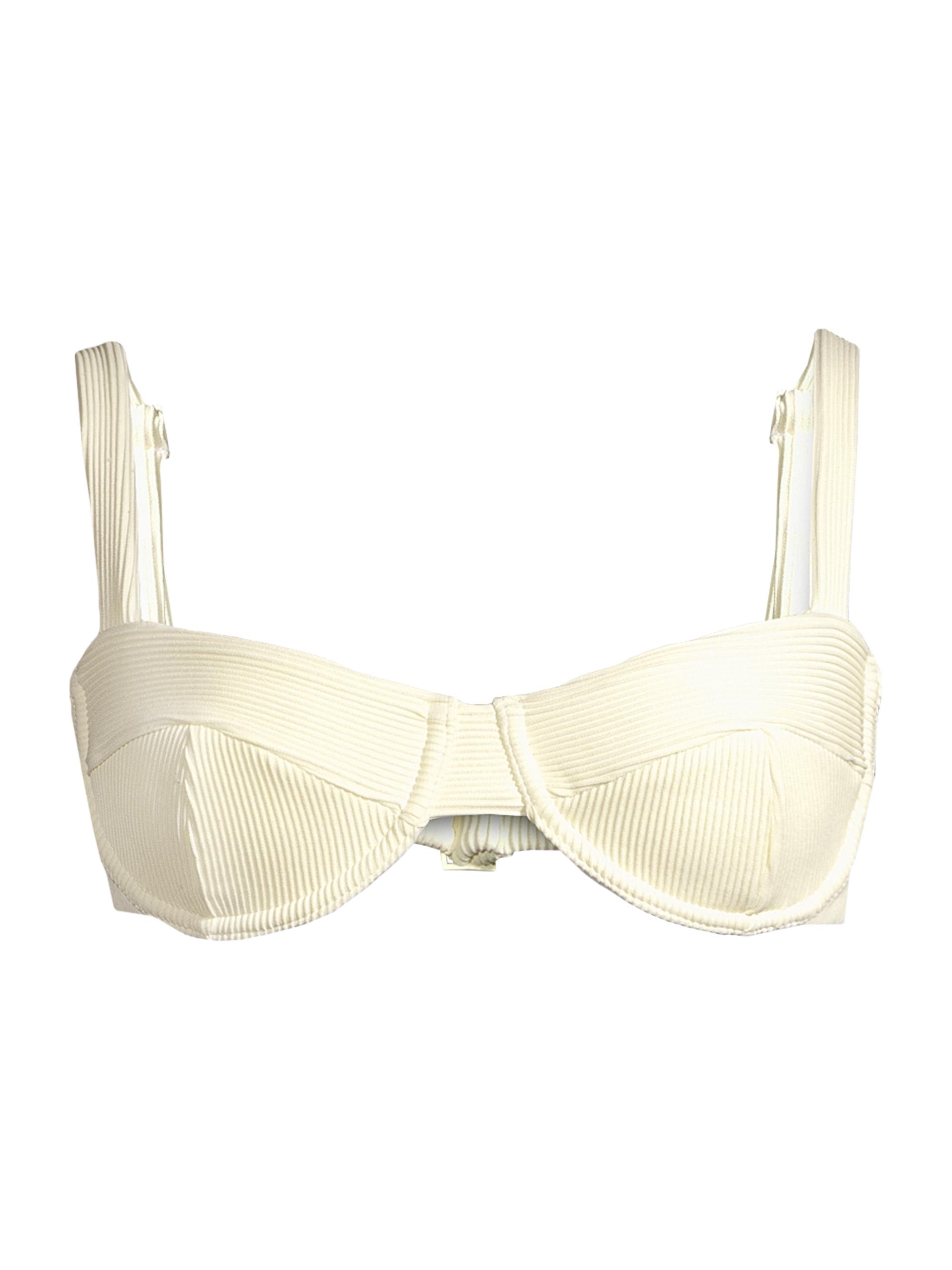 Haight. Women's Gaia Rib-Knit Bikini Top - White Clay