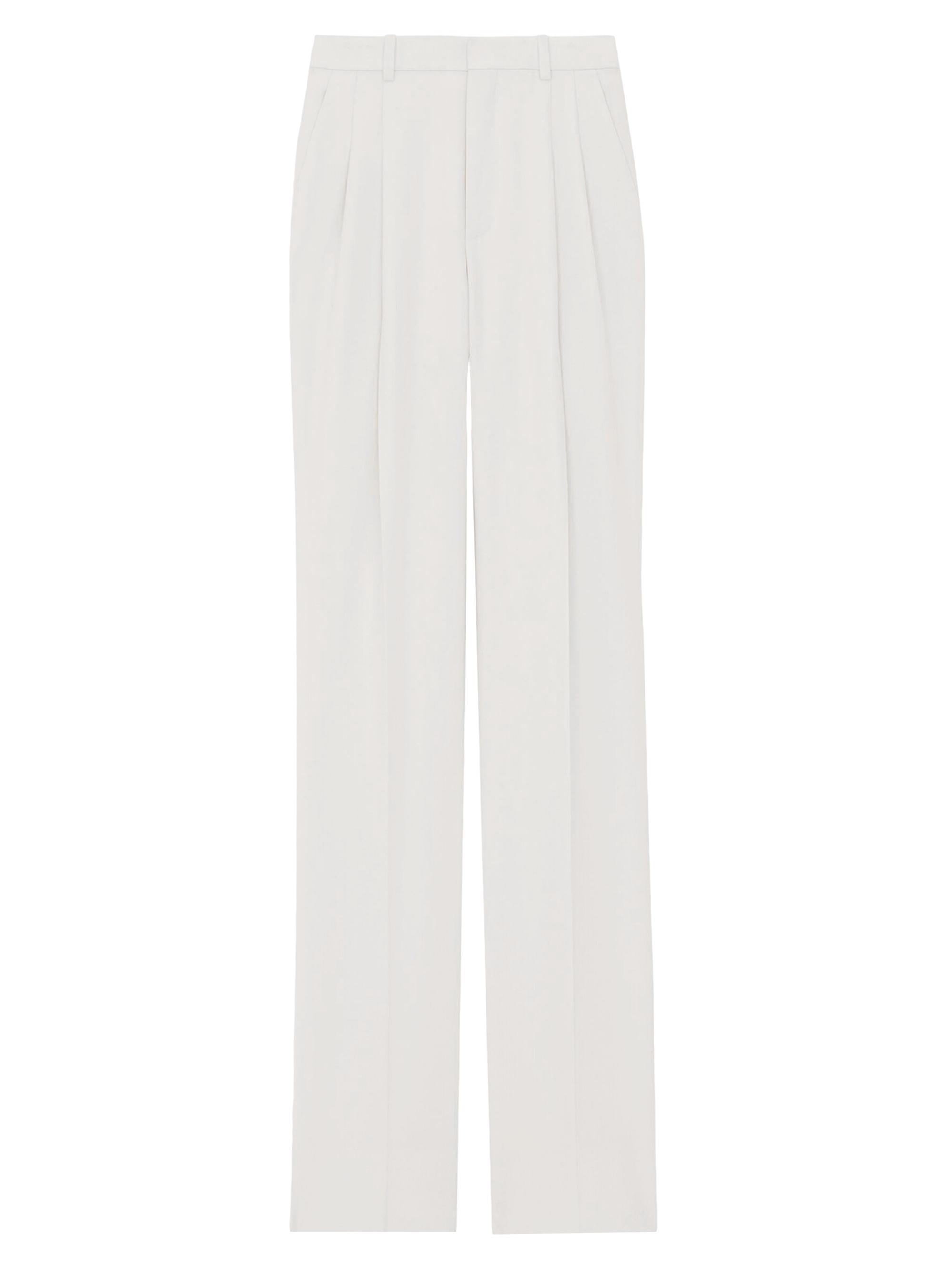 Saint Laurent Women's Wide-Leg Pants in Wool Gabardine - Craie