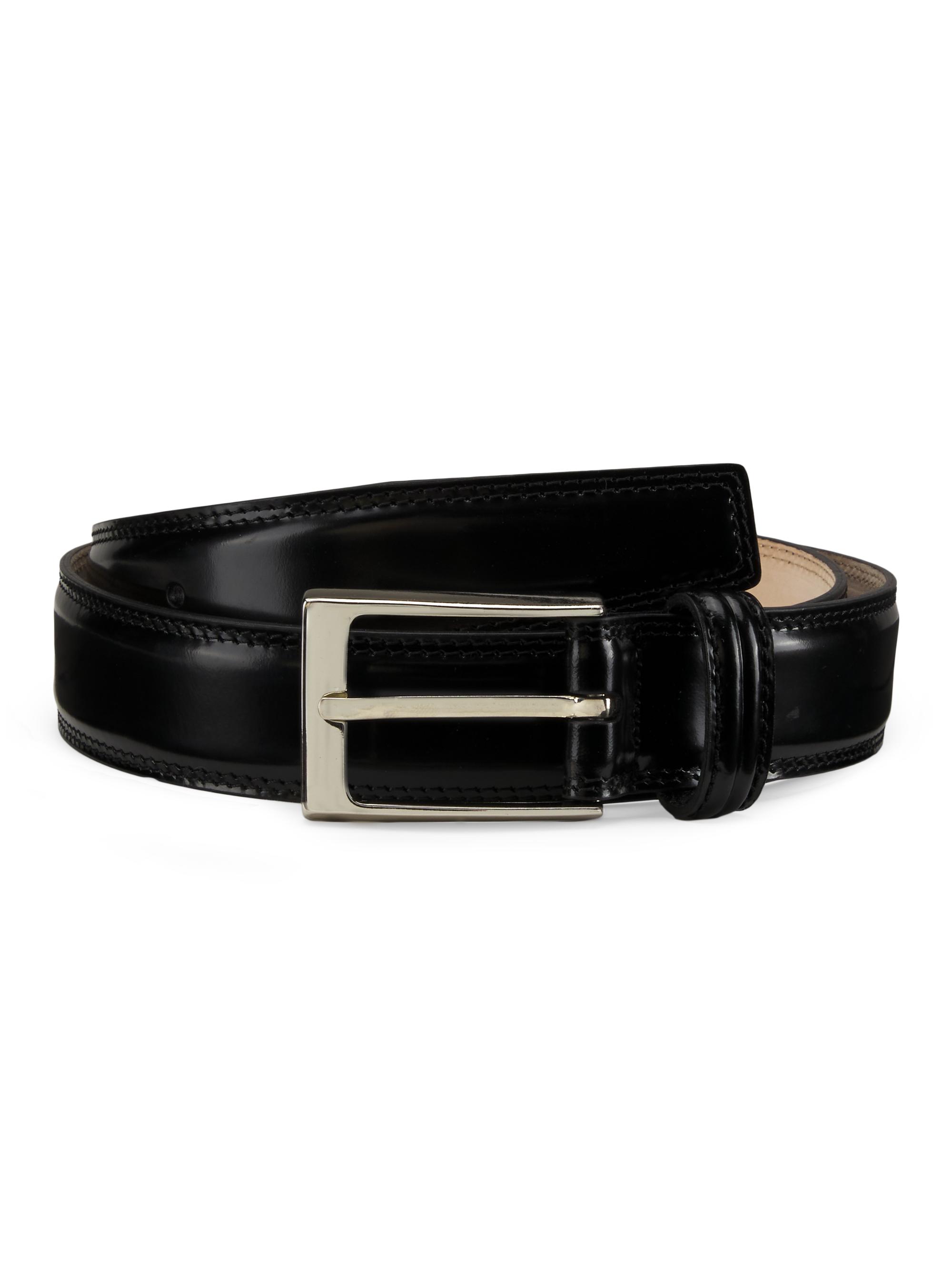 Saks Fifth Avenue Men's Polished Leather Belt - Moonless